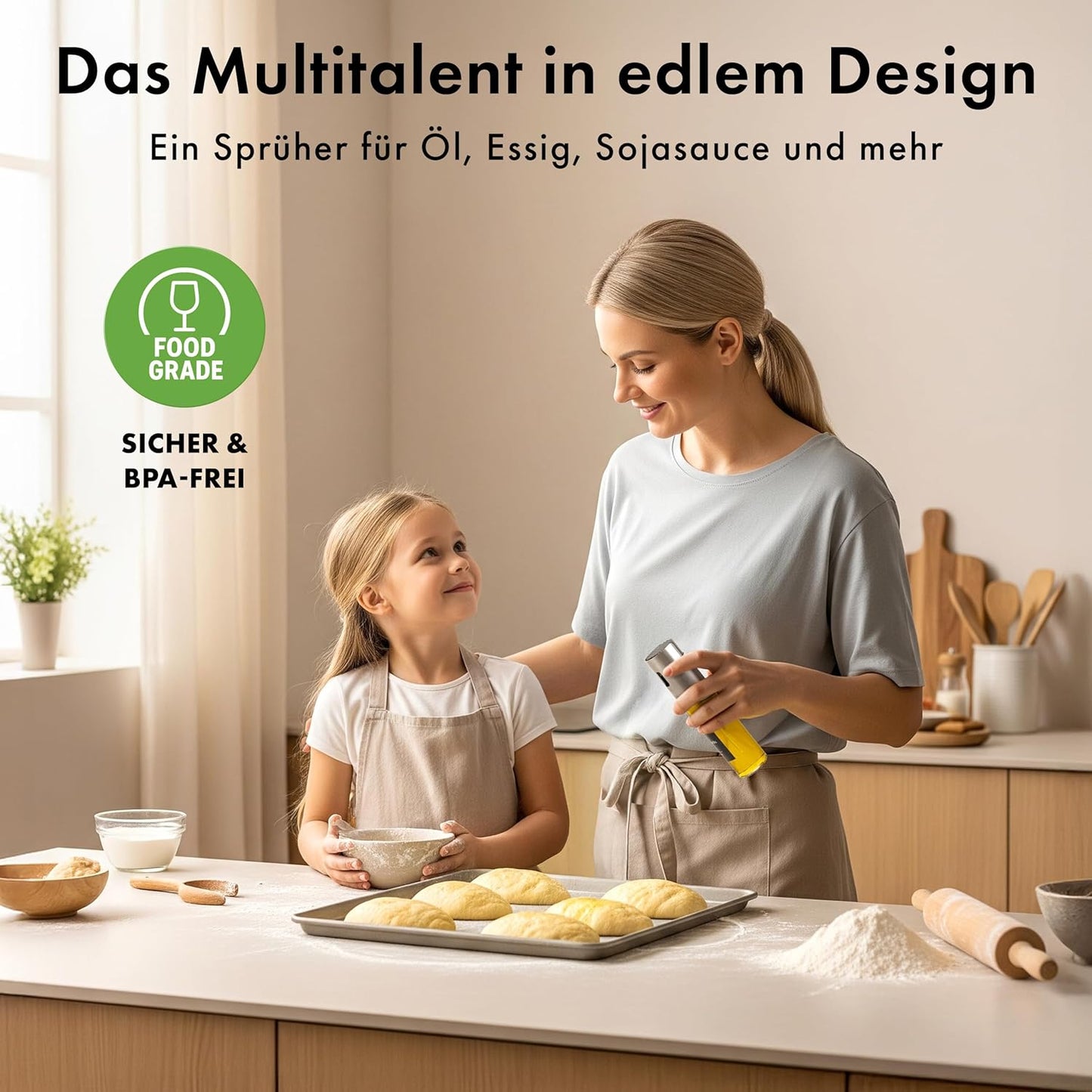 2er-Set Ölsprüher, 2 Pack Edelstahl Deckel mit Glas Flasche