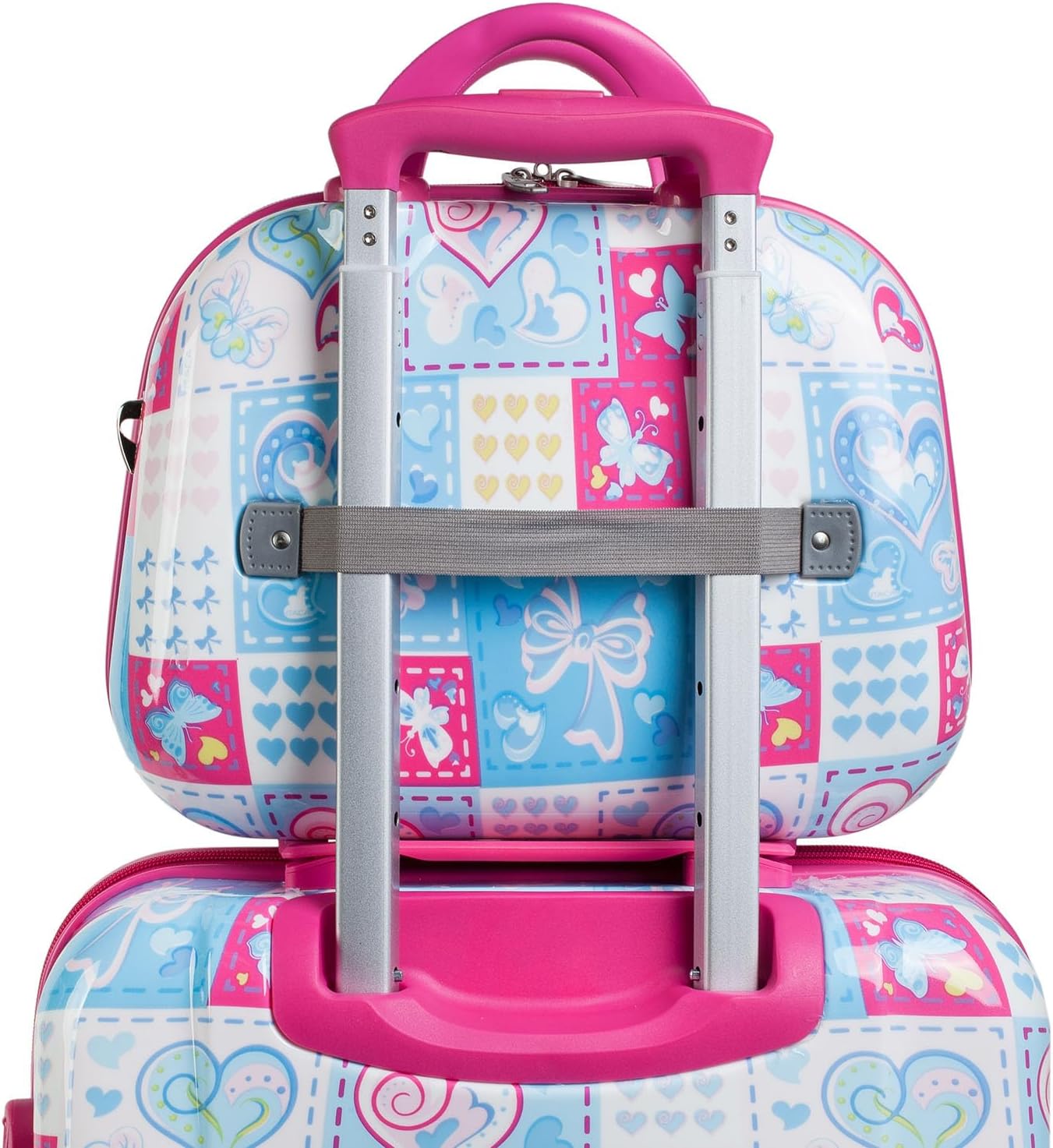 Hartschalen-Kosmetikkoffer mit Kofferhalterung, XS Blau-fuchsia
