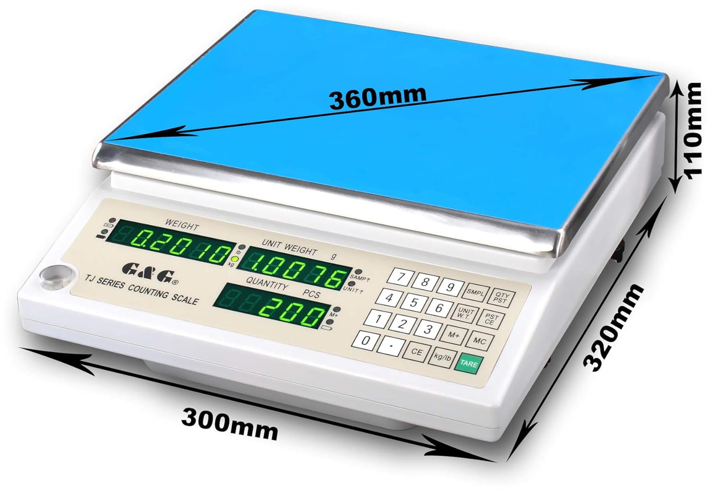 Industriewaage Zählwaage, VersionTJ30K: 30kg / 1g