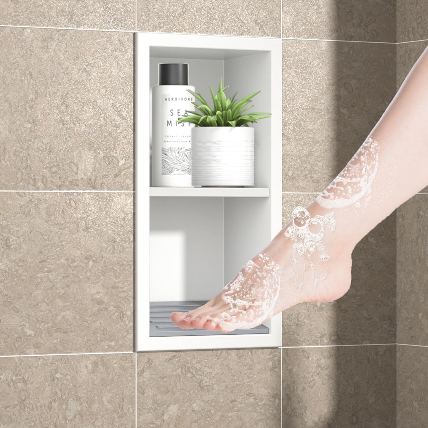 Duschnische mit Regal, 31 cm x12 cm Weiss