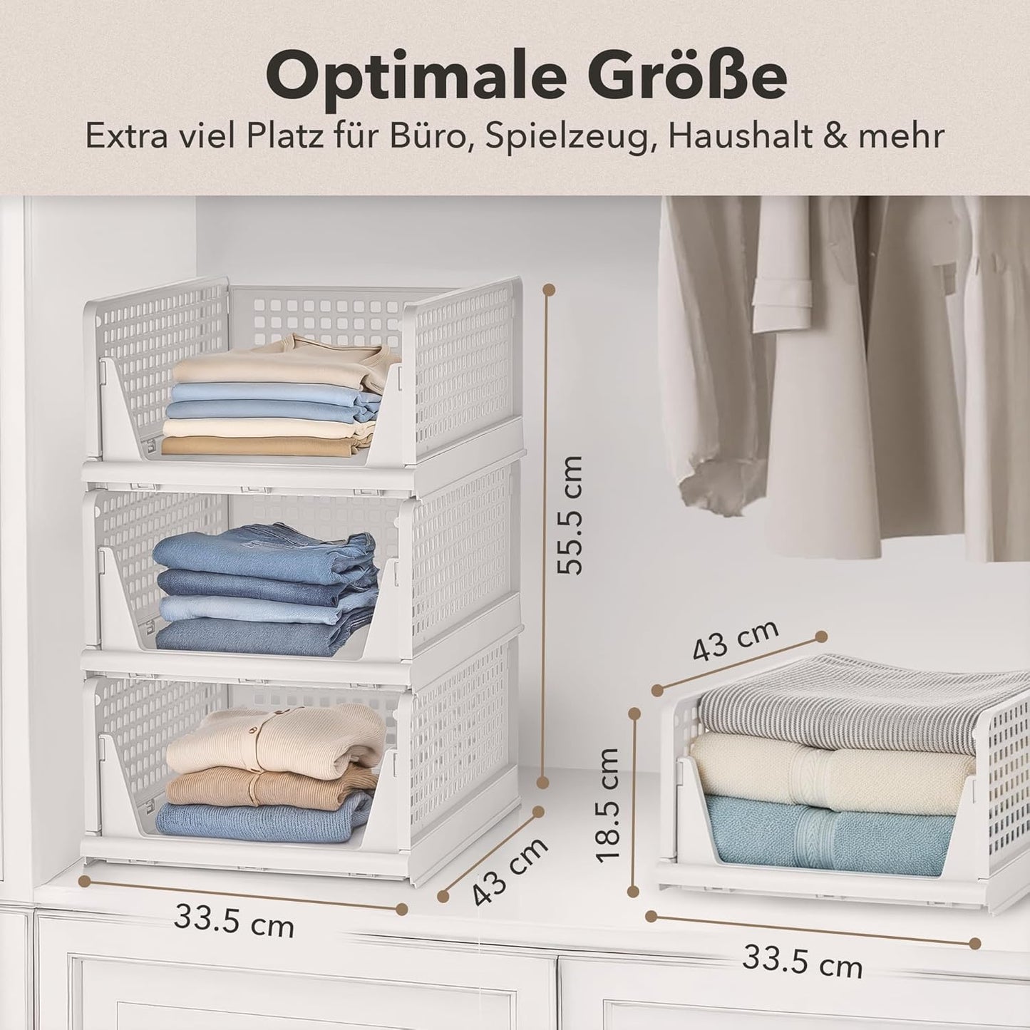 3er Set Faltbare Schrank-Organizer, Weiss