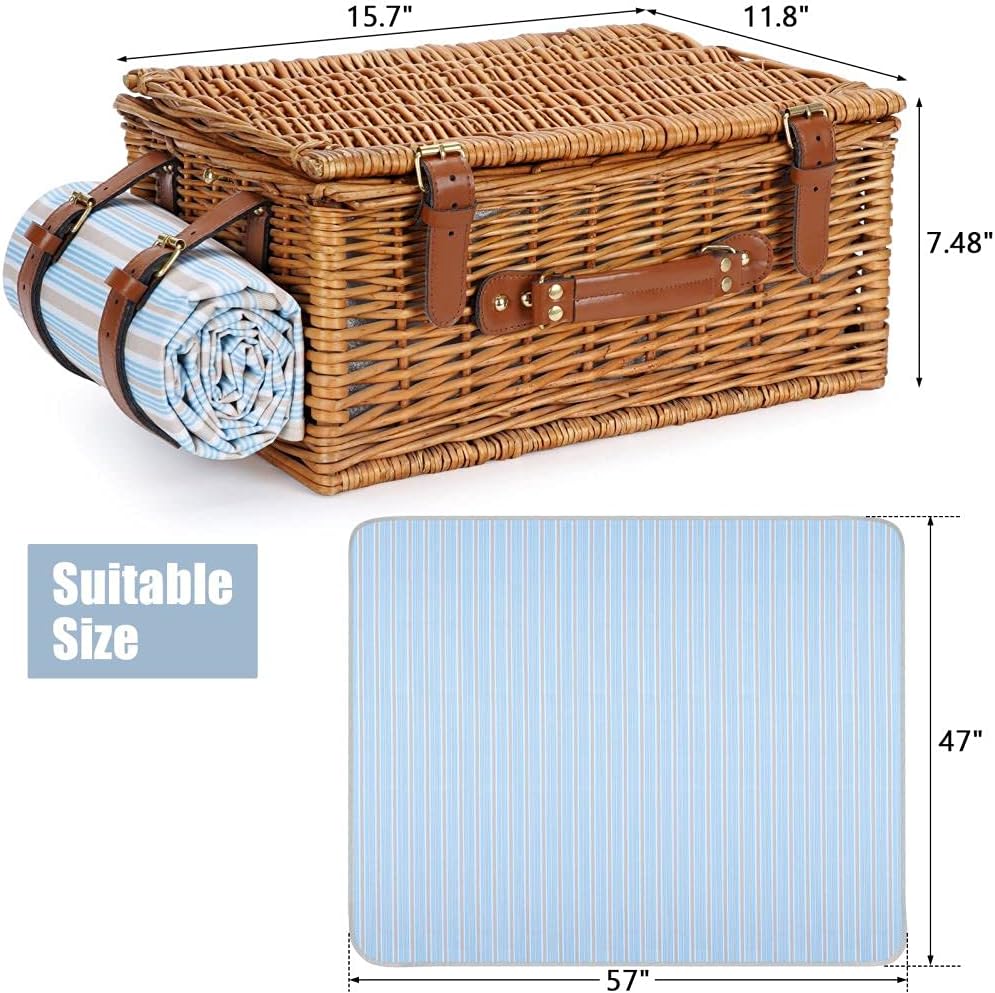 Picknickkorb-Set mit Kühlfach für 2 Personen, Braun