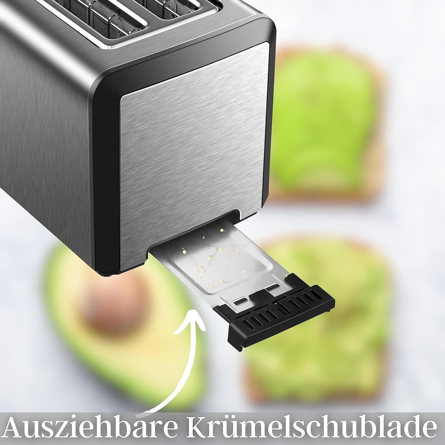 Langschlitz-Toaster für 4 Scheiben mit LED-Display