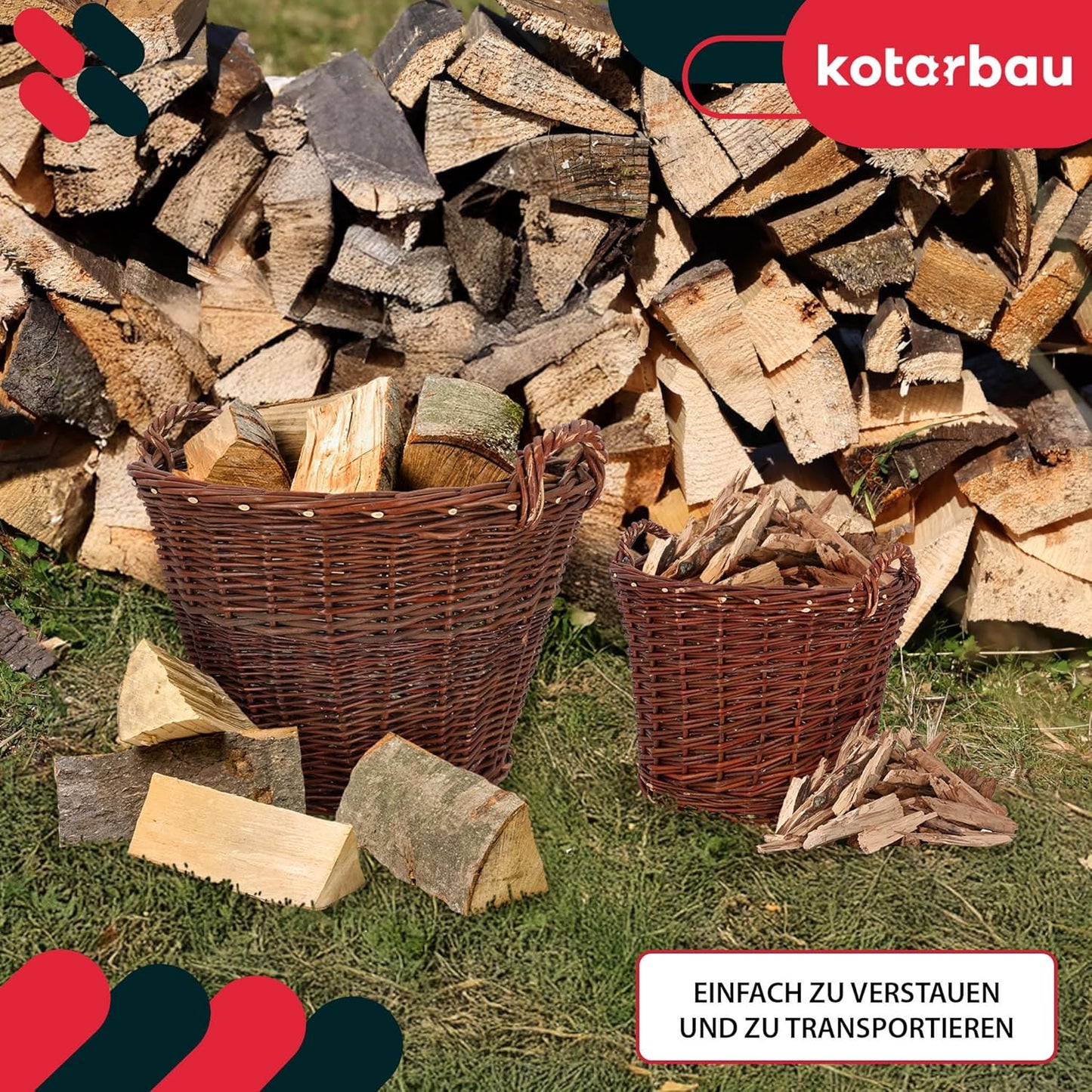 3er-Set Weidenkörbe mit Griffen, ø 30 cm / ø 40 cm / ø 50 cm