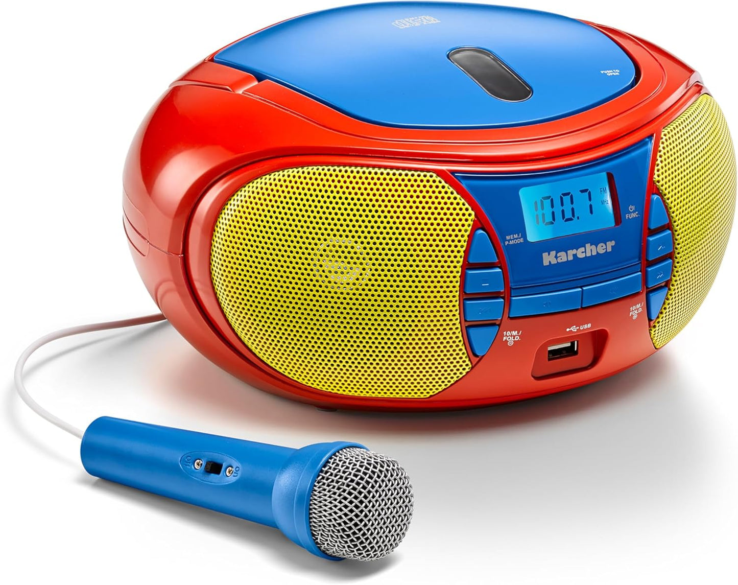 Tragbare Kinder-Boombox mit CD-Player & Mikrofon, Bunt UKW Kids Single