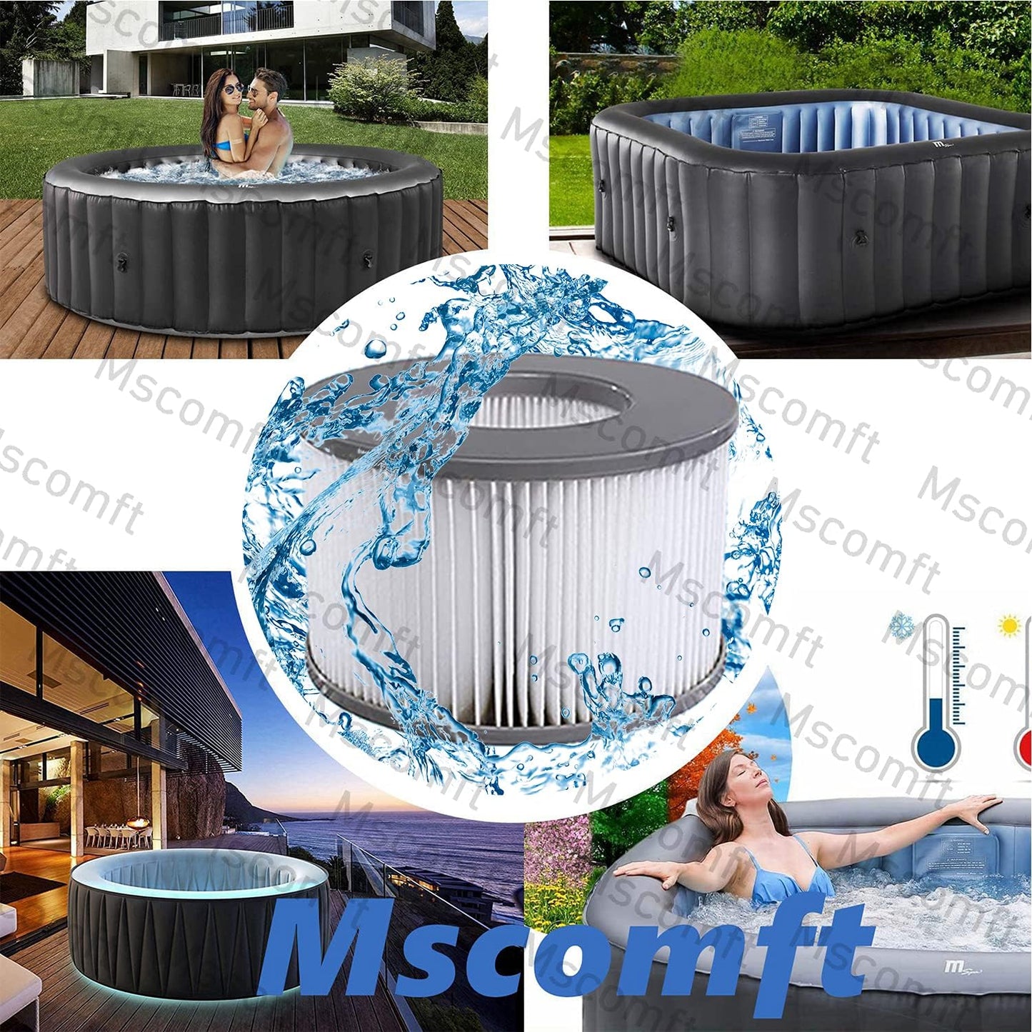 6er-Set Ersatzfilter für aufblasbare Pools, 6pcs
