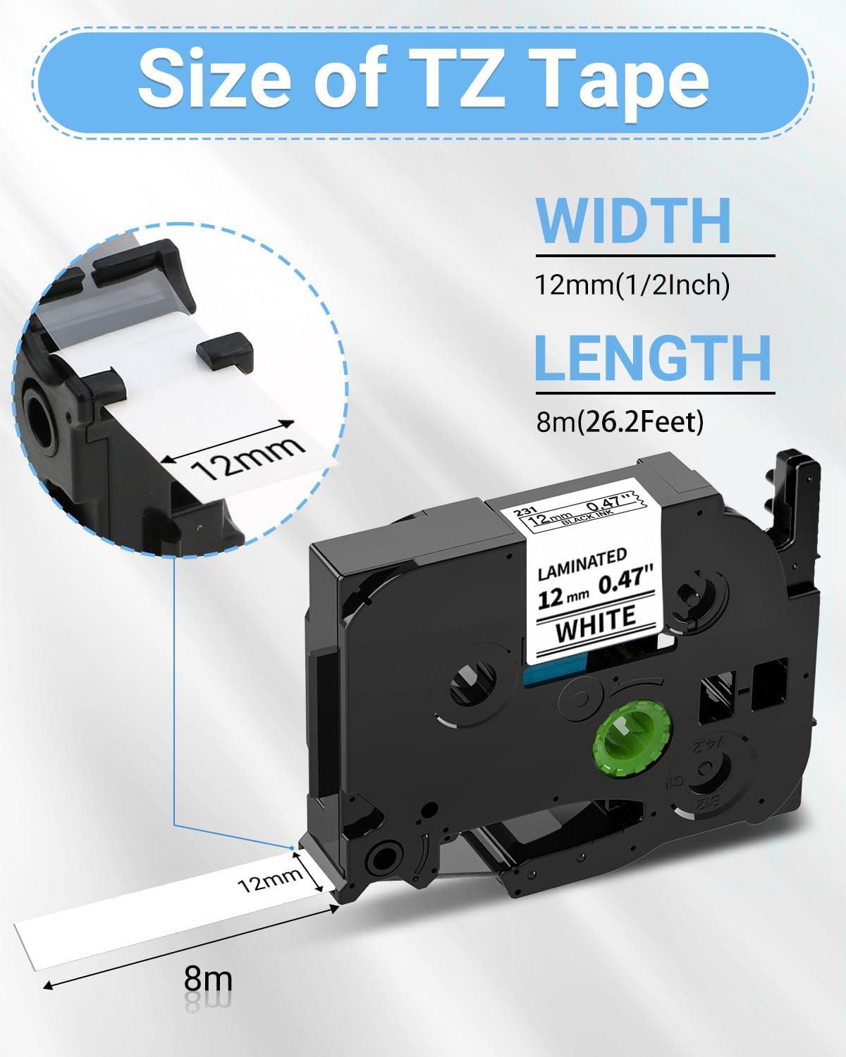 Laminiertes Beschriftungsband für Ptouch (5er-Pack), 5