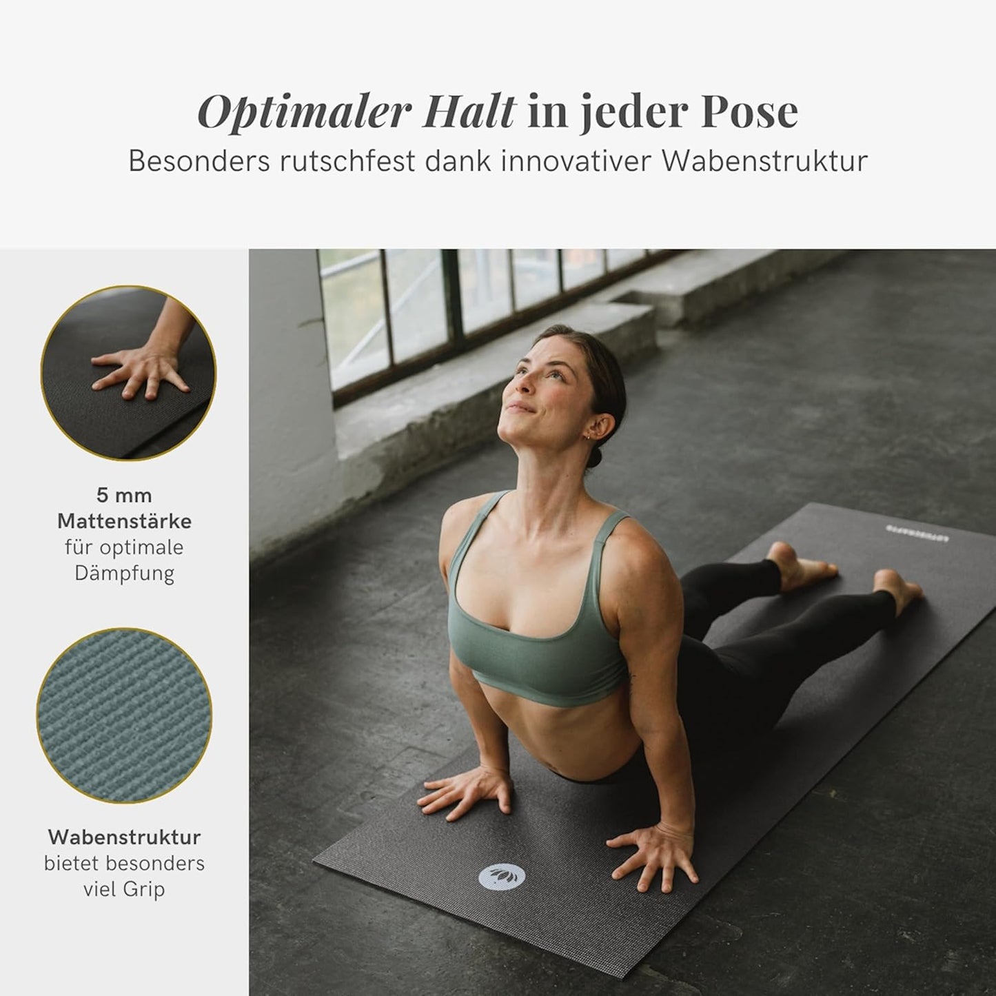 Yoga- und Gymnastikmatte, Standard Balsam Green