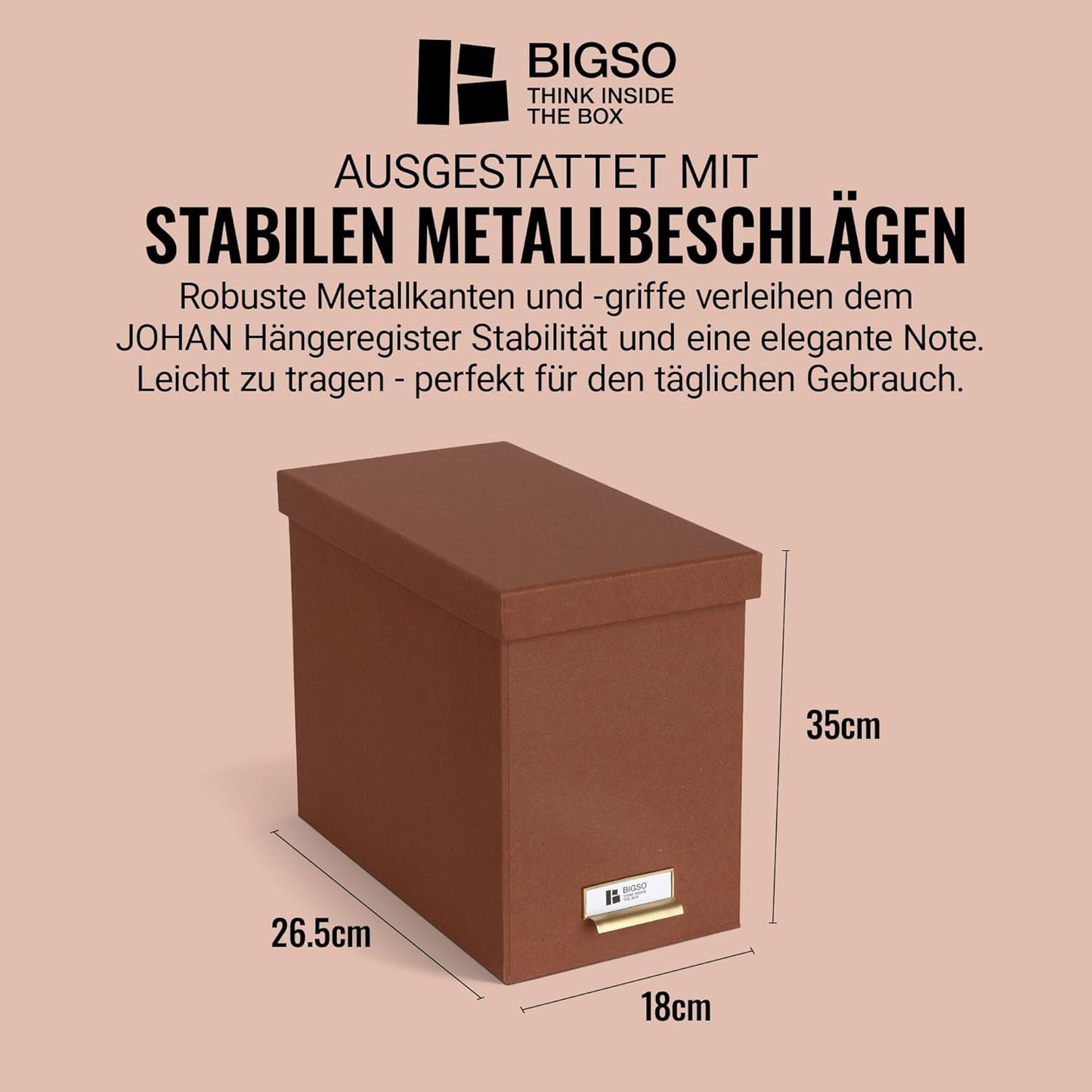 Hängeregisterbox Johan, Braun 35,0 cm x 18,5 cm x 27,0 cm