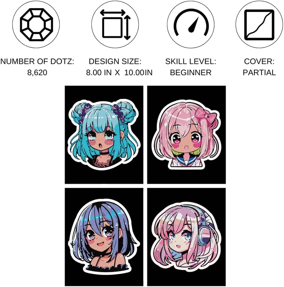 Diamond Painting Neon Anime Mädchen
