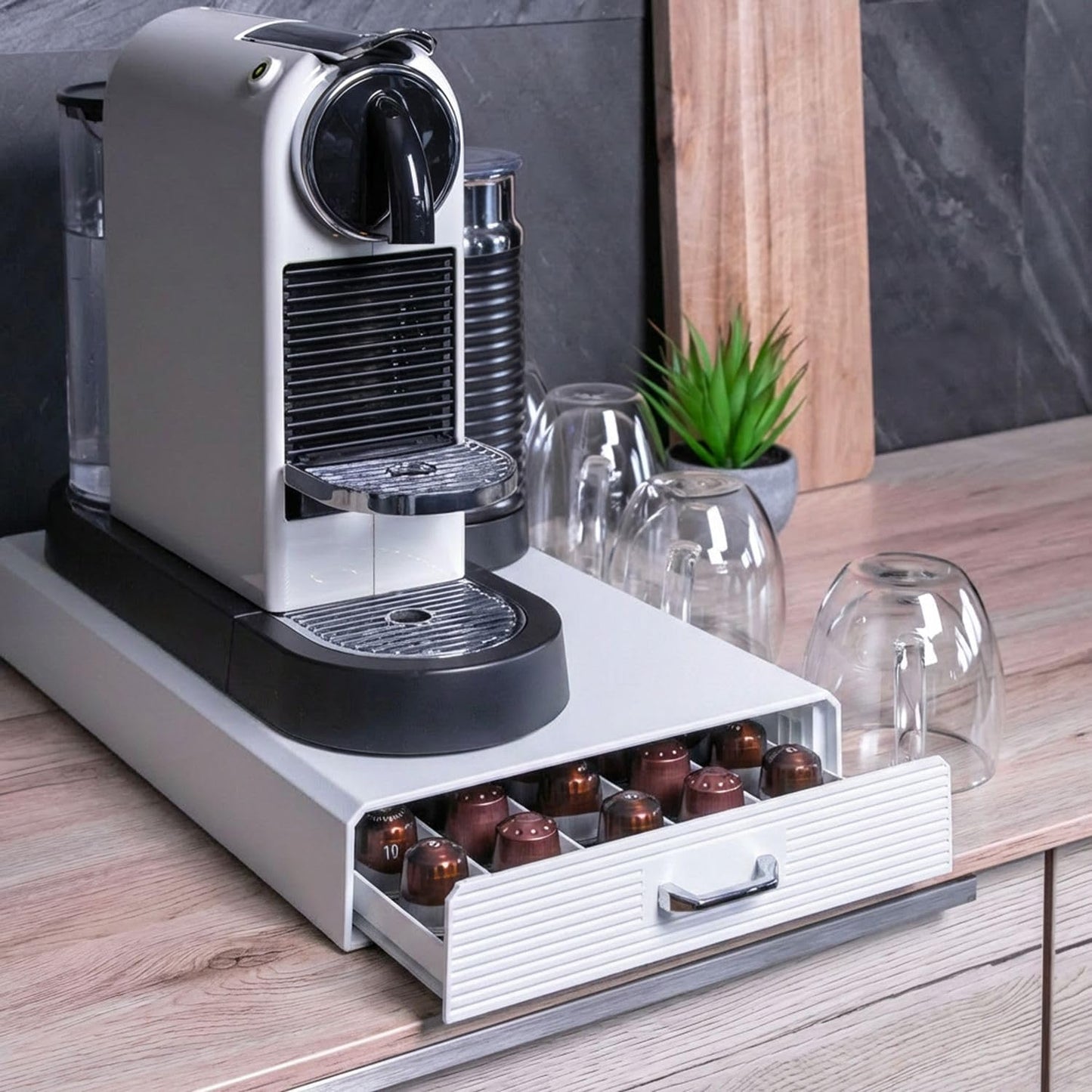 Aufbewahrungsschublade Kaffeekapseln, Weiss