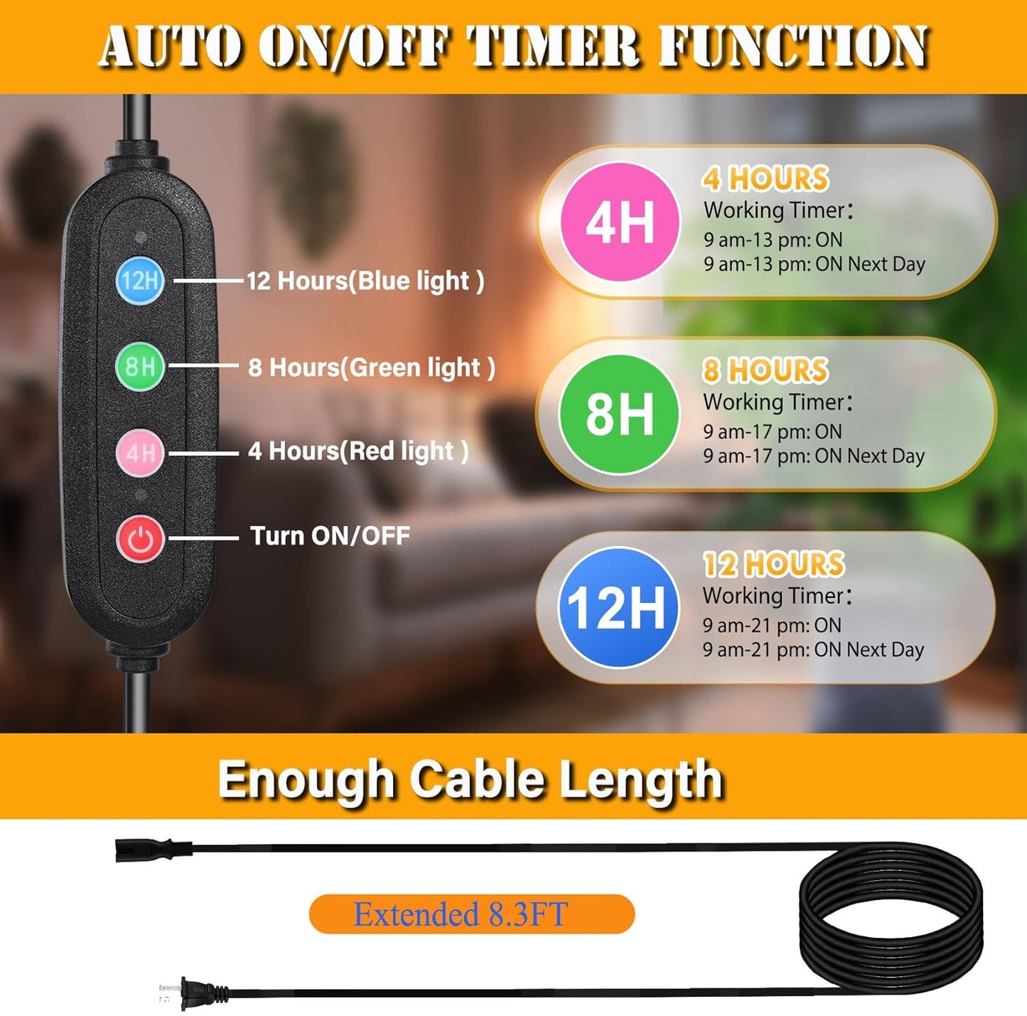 LED-Pflanzenlampe mit Ständer & Timer, Tripod Stand-Timer 25W