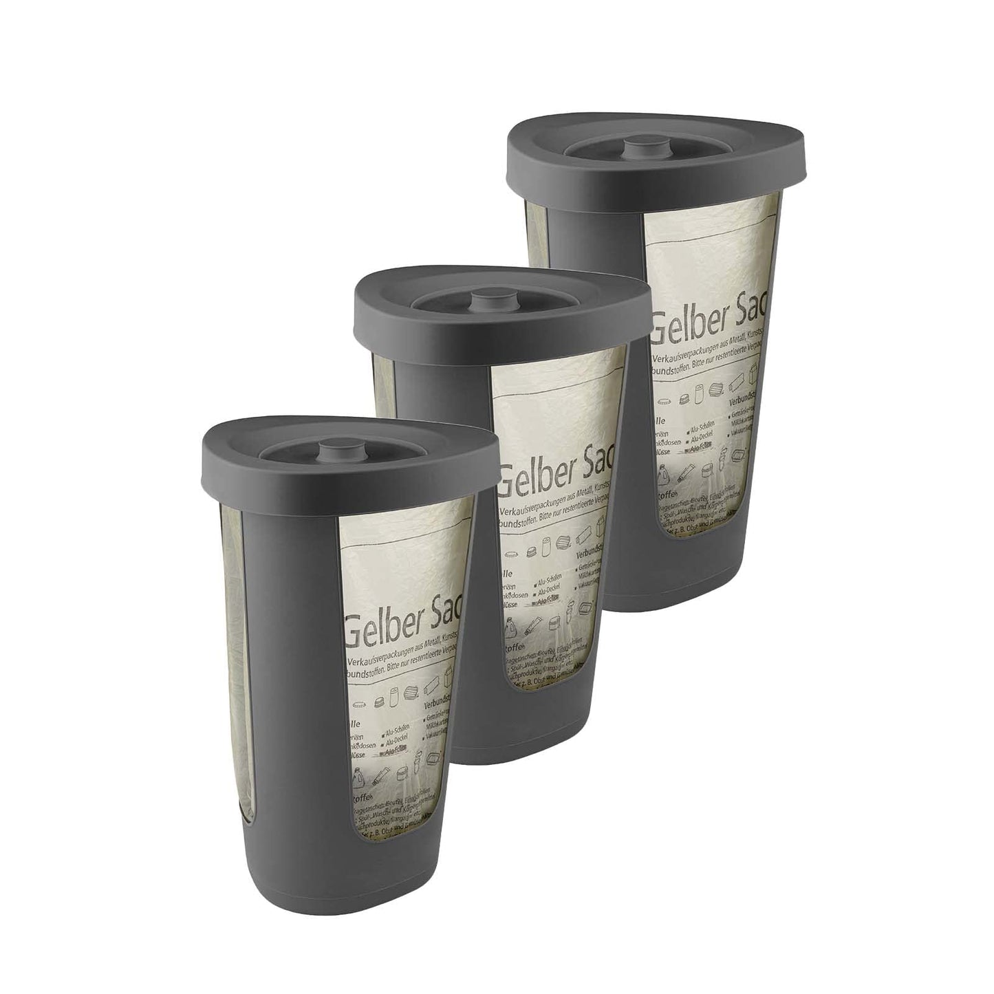 3er-Set Müllsackständer, 3 x Müllsackständer Anthrazit
