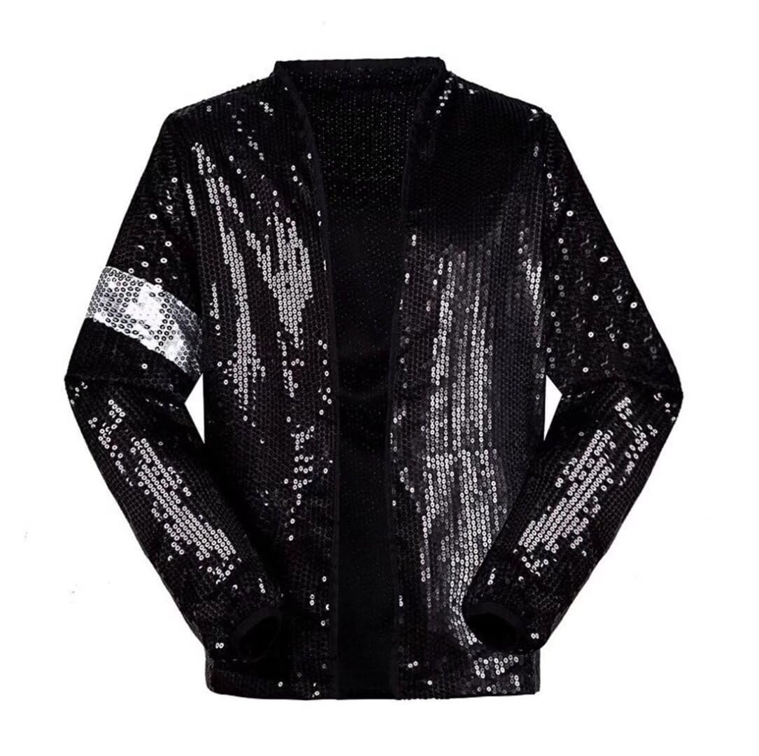 Pailetten-Anzugjacke, Schwarz 130-140