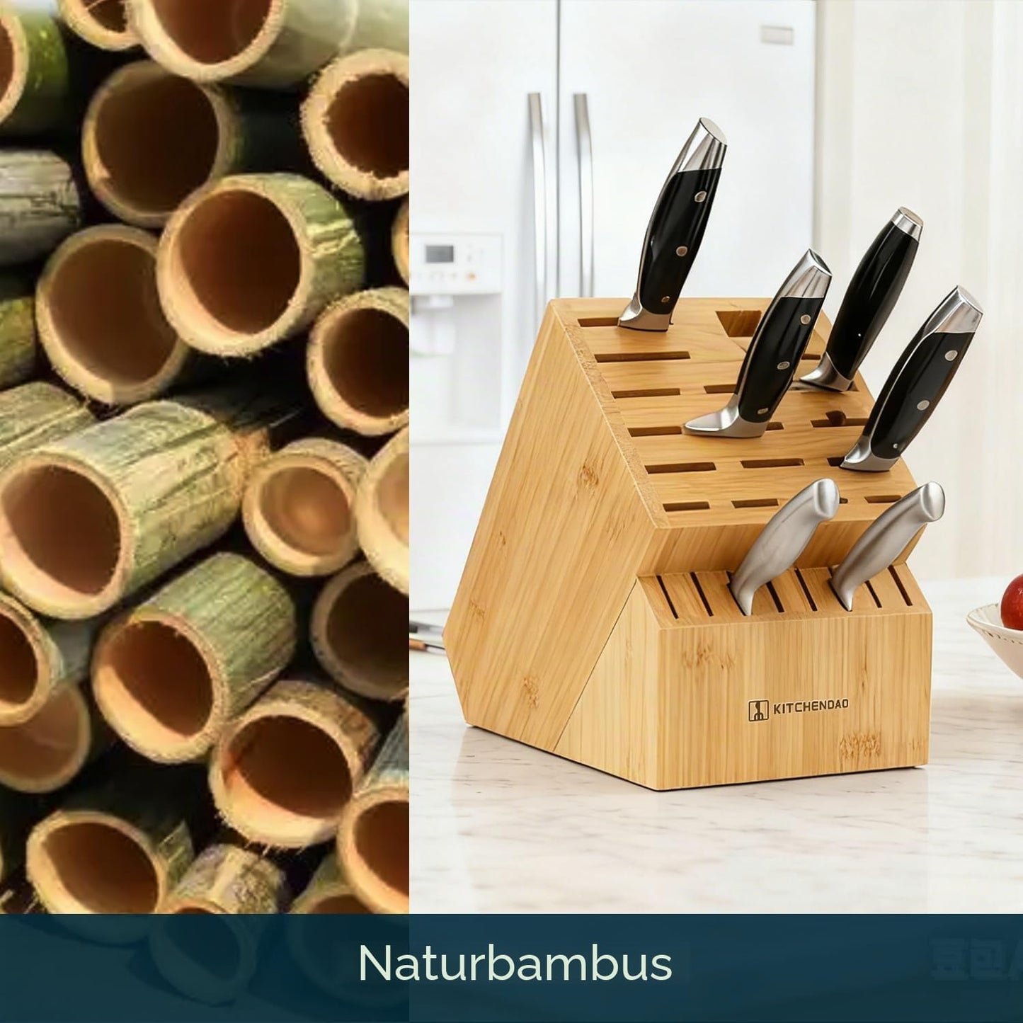 Messerblock mit 20 Schlitzen, Bamboo