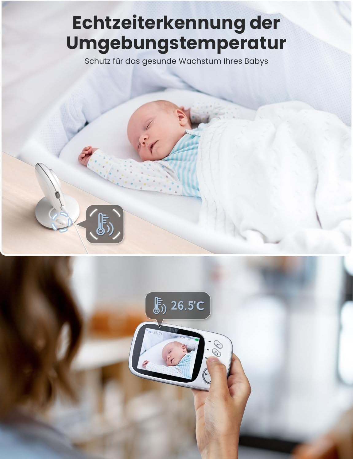 Babyphone mit Kamera und LCD-Display, 3,2 Zoll
