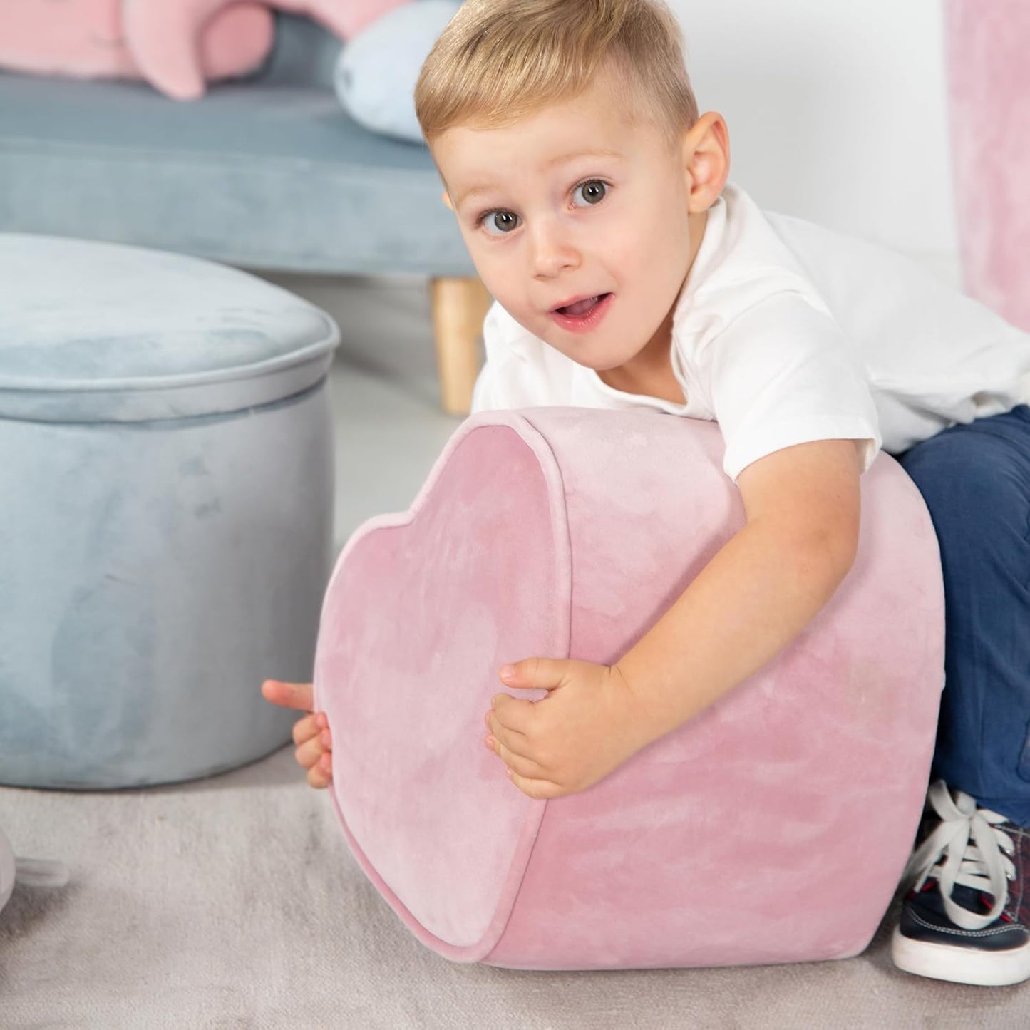 Kinderhocker in Herzform, Herzform Rosa/Mauve