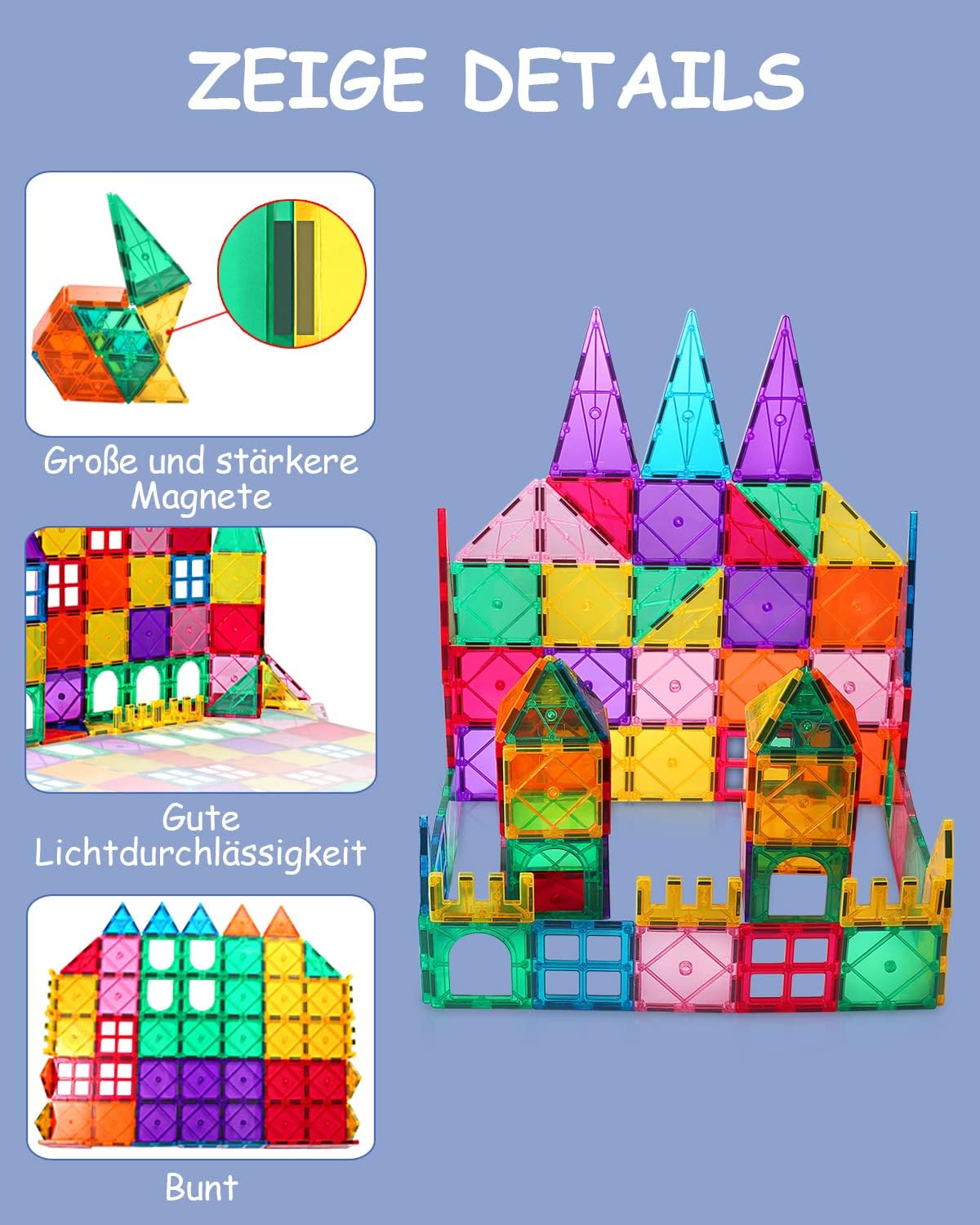 Magnetische Bausteine, Mehrfarbig 64pcs