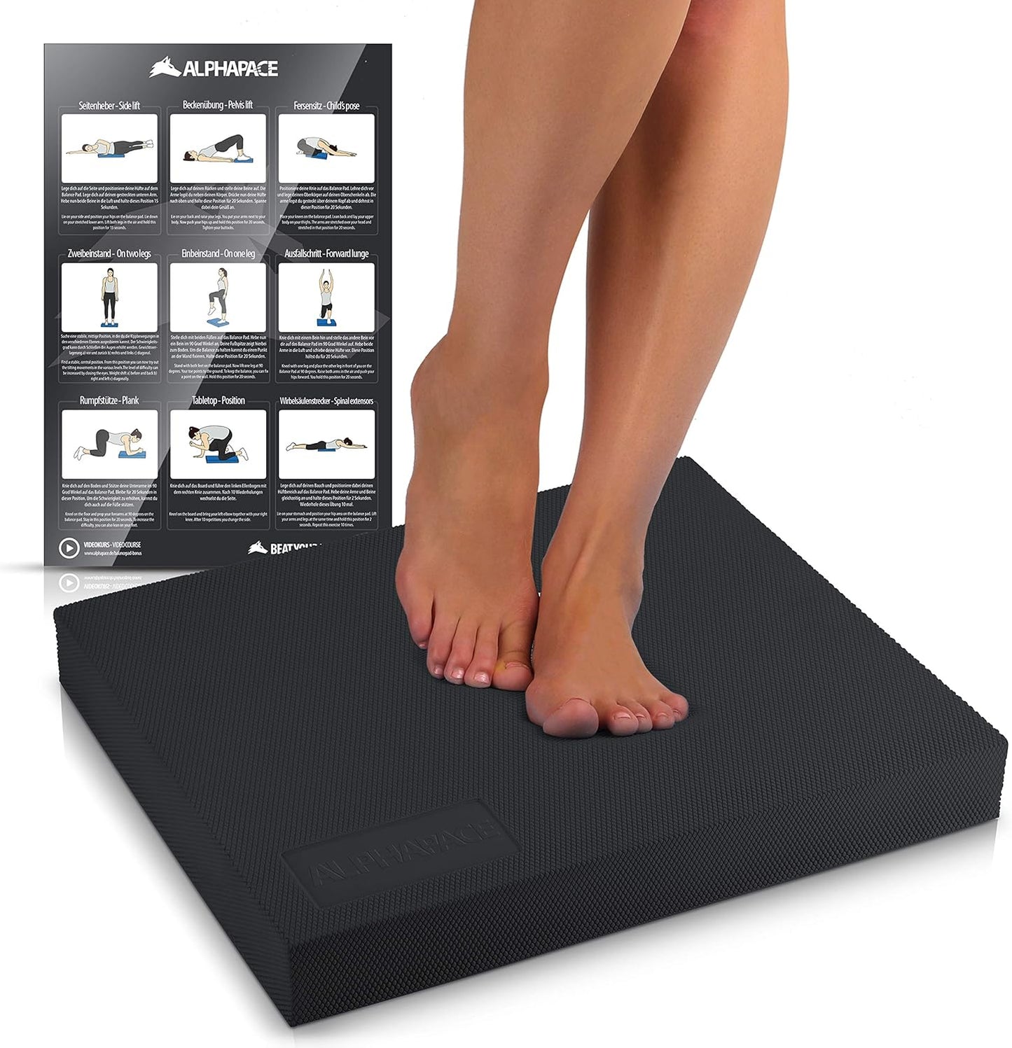 Balance Pad mit Übungsposter, Schwarz 48x40x6cm
