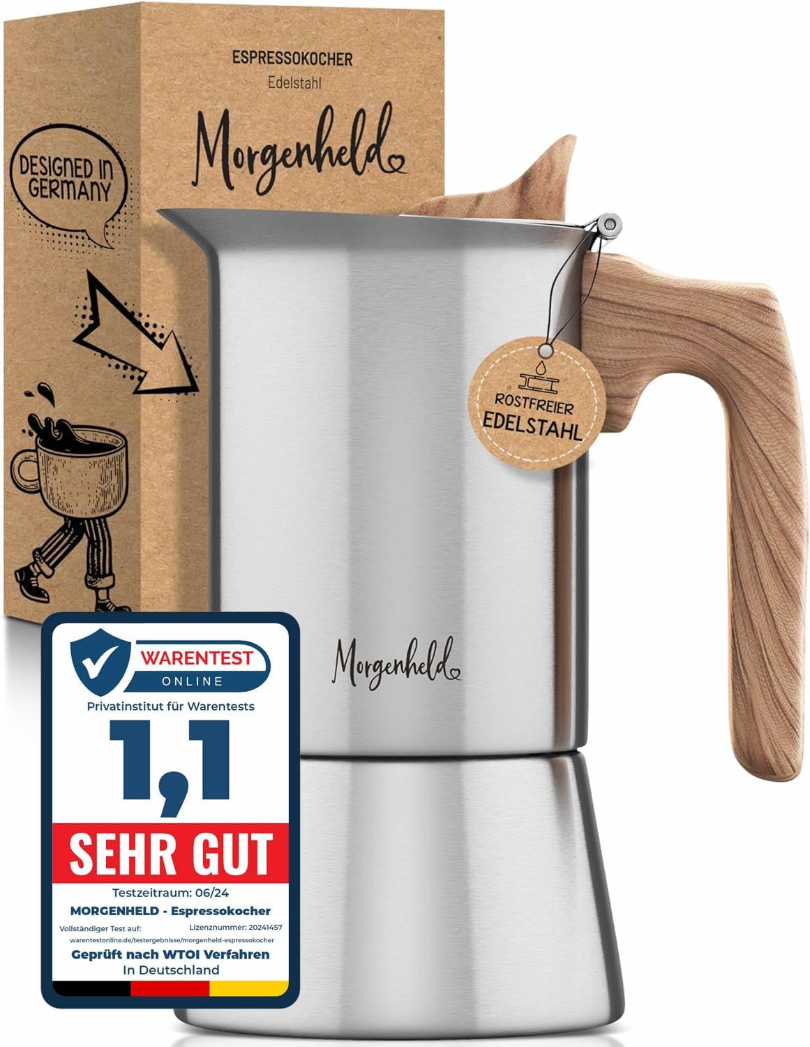 Espressokocher für Induktion, 300ml (6 Tassen)