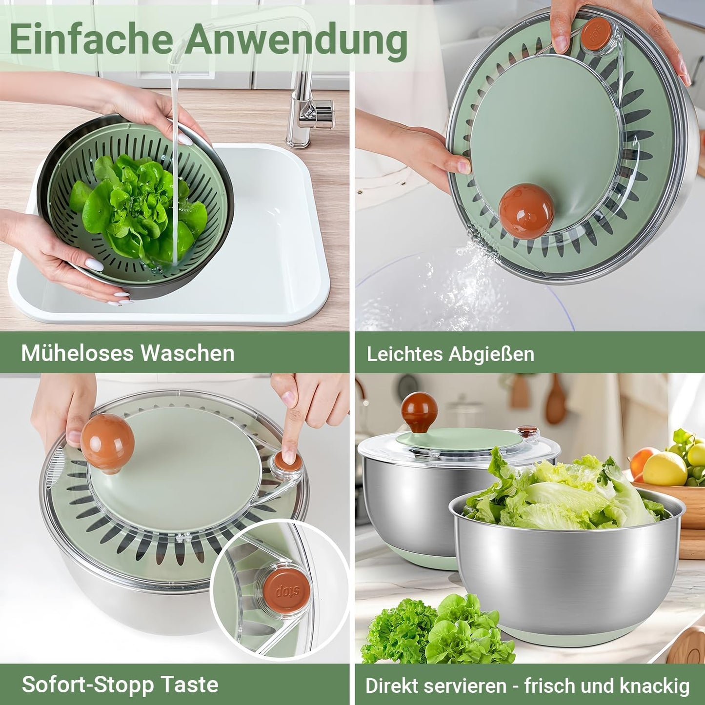 Salatschleuder mit Kurbelantrieb