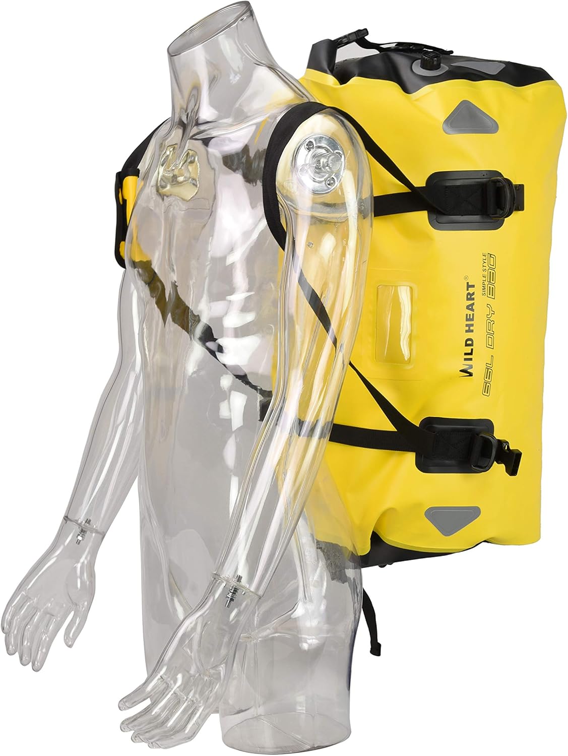 Wasserdichte Reisetasche mit Schultergurten, Gelb 66L