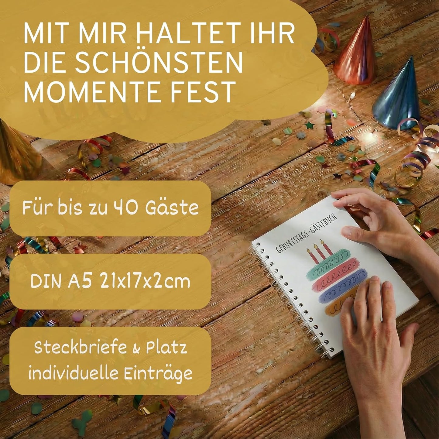 Gästebuch Geburtstag mit Fragen (40 Seiten), 40 Seiten - Bunt