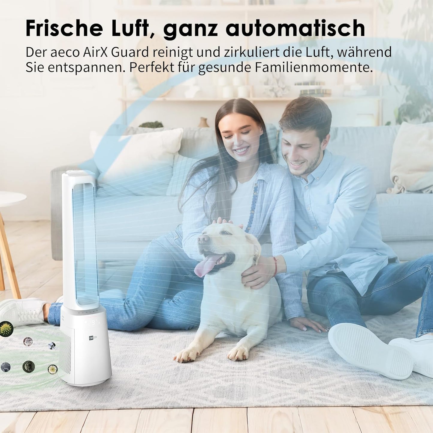 AirX Guard Turmventilator mit Luftreinigung, Turmventilator (2 in 1)
