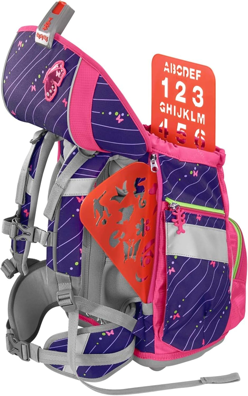 6-teiliges Schulranzen-Set Shiny Butterfly, Lila-pink