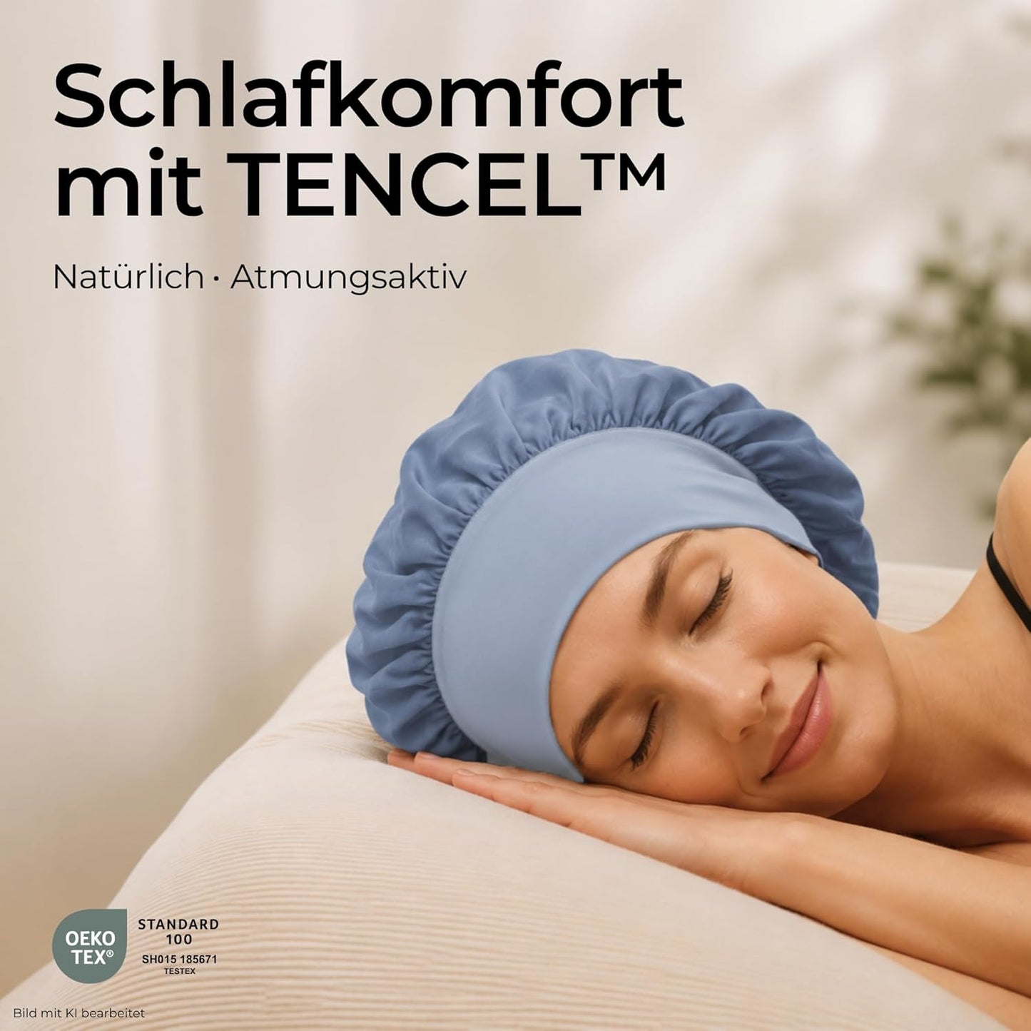 Verstellbare Schlafhaube mit Elastikband, Blau - Gross