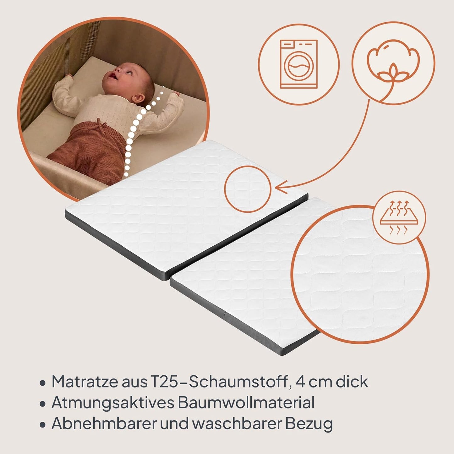 3-in-1 Reisebett Alice, Grau