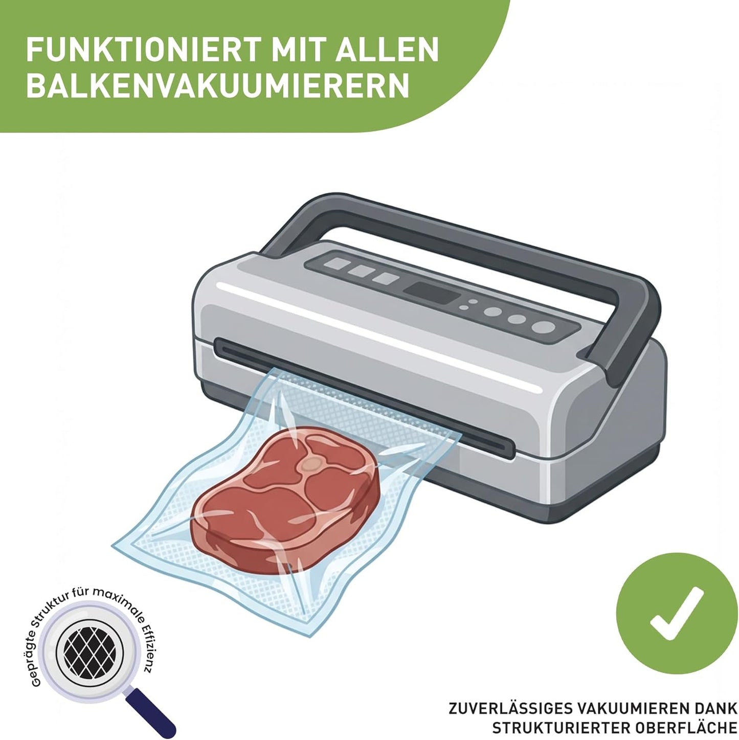 Vakuumfolienrollen, 30x600cm, 4-lagig, 30x600cm 2 Rollen Transparent