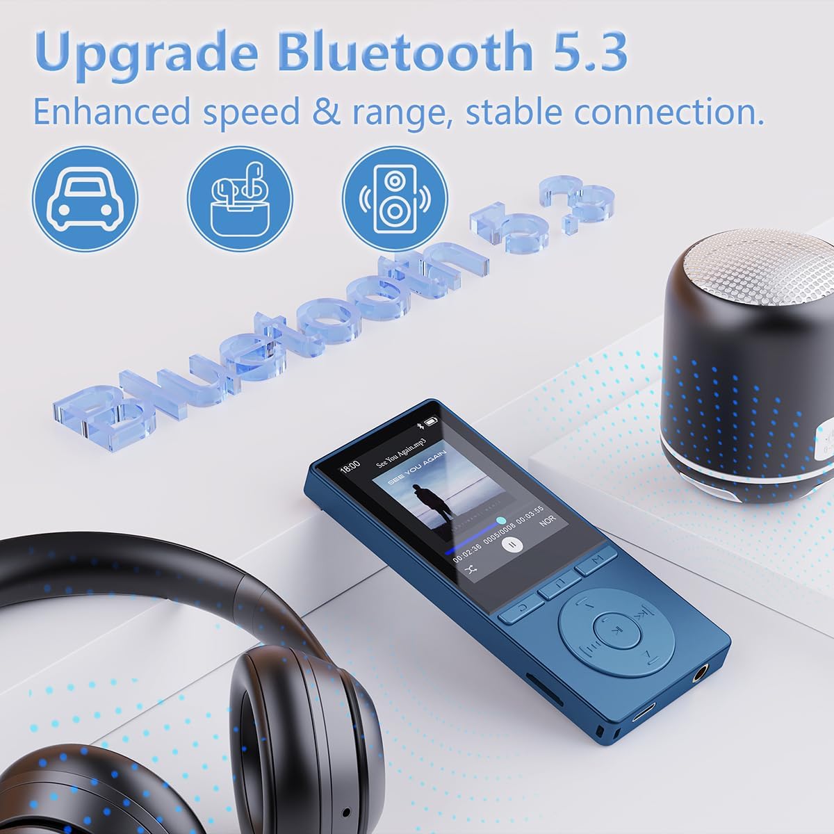 M6 MP3 Player mit Bluetooth und HiFi-Sound, Blau
