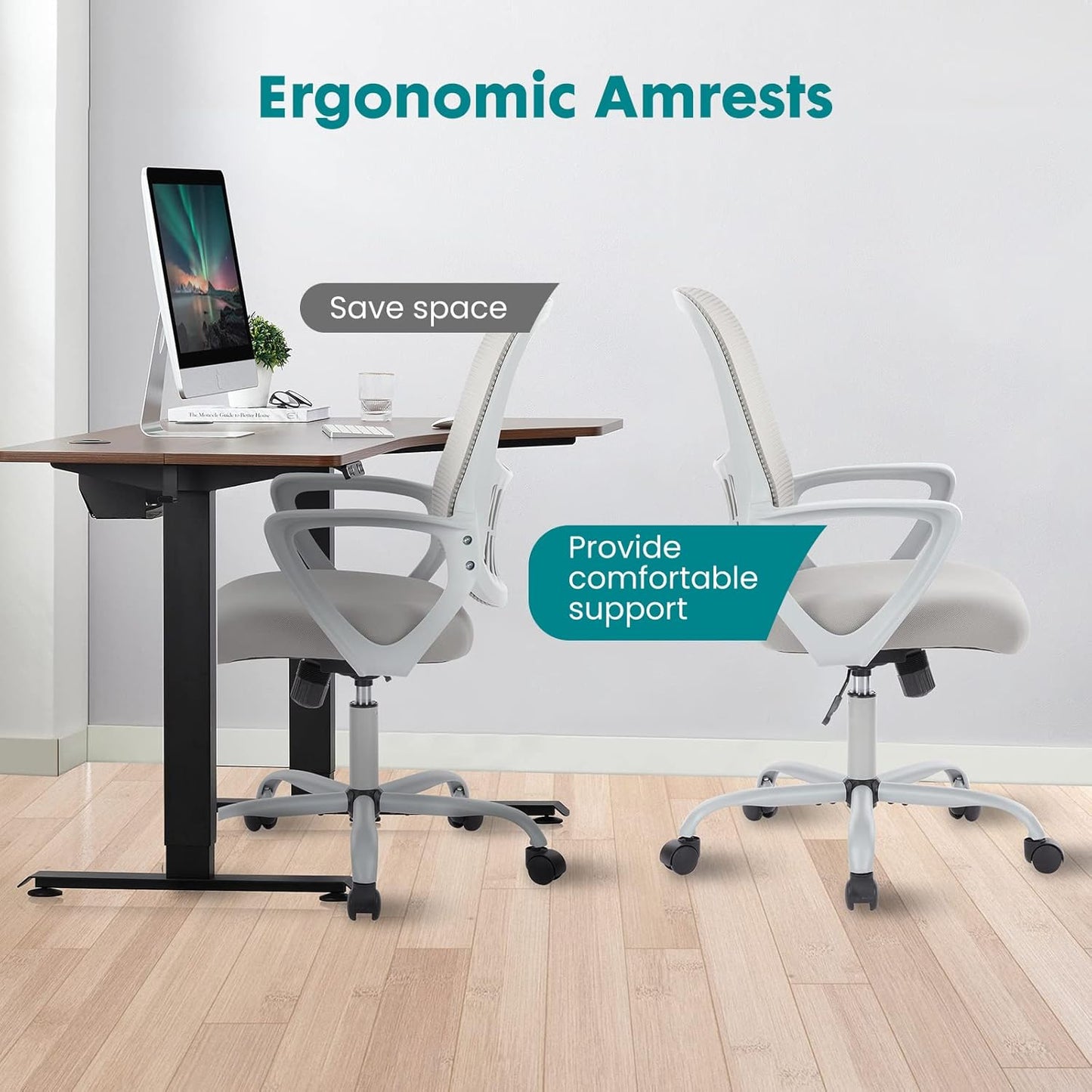 Ergonomischer Bürostuhl mit Lendenwirbelstütze, Grau