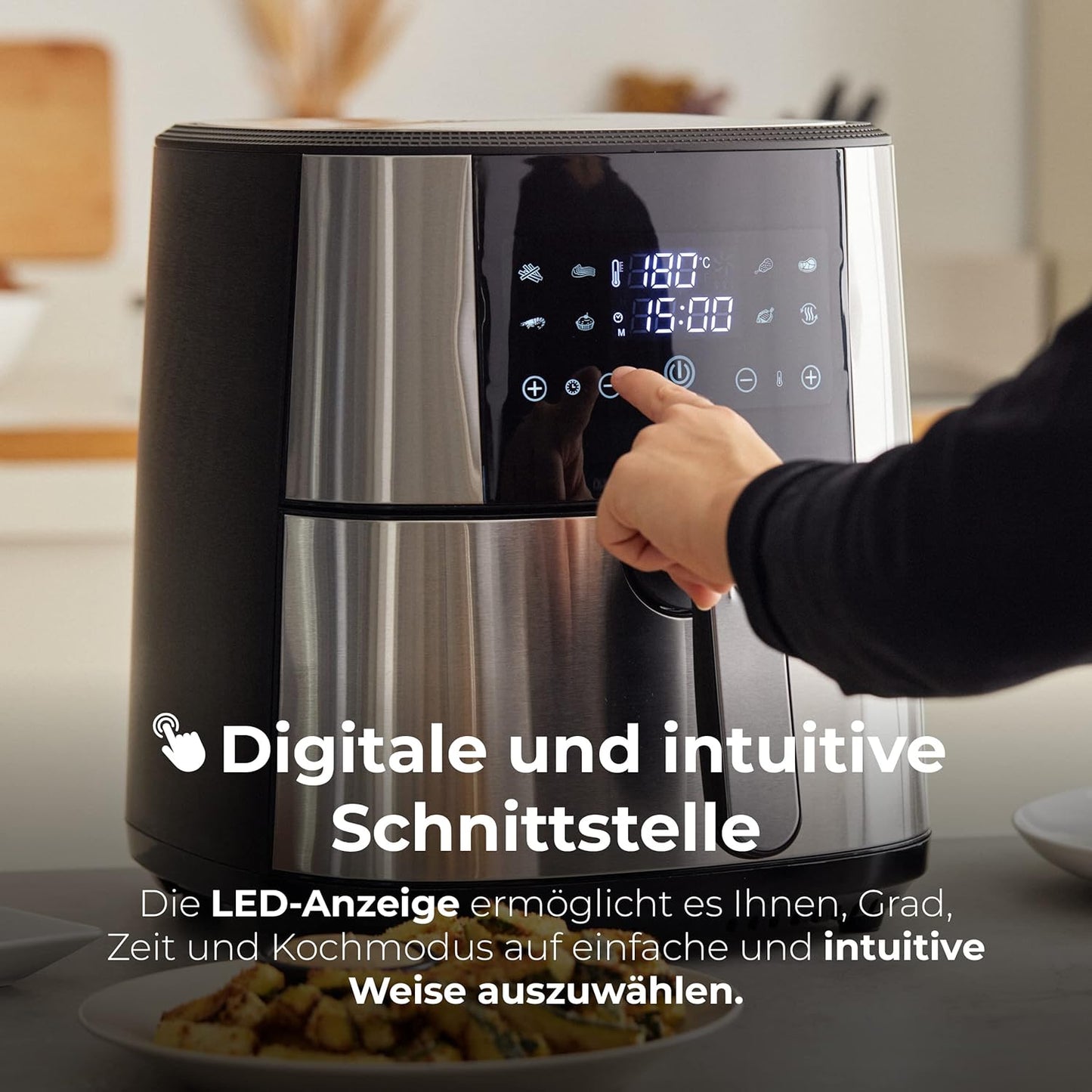 Rocket 600 - Air Fryer XXL mit LED-Touchscreen, Rocket 600 - 6L Stainlesssteel