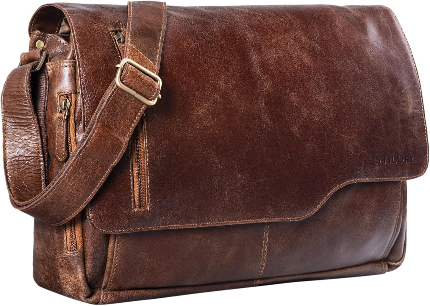 Marlon Laptoptasche mit Schultergurt, Antik - Braun