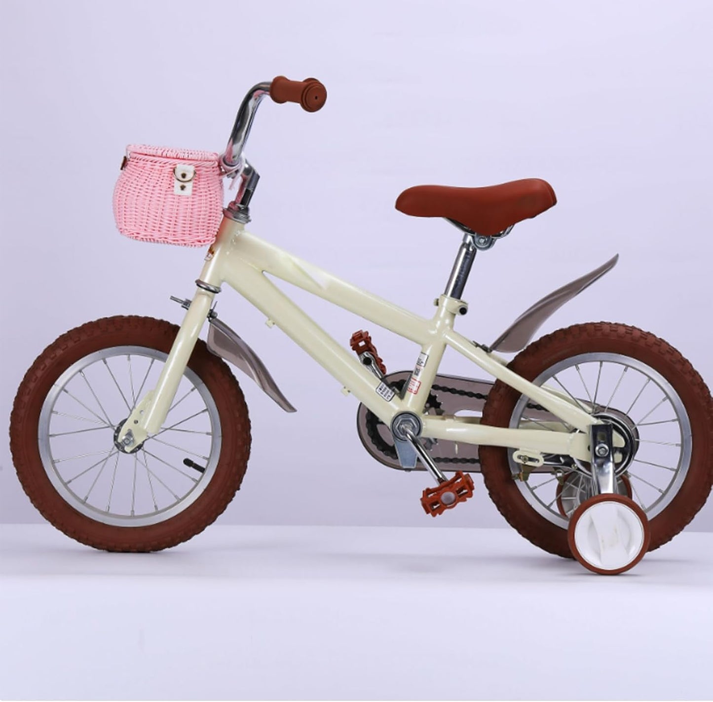 Abnehmbarer Kinderfahrradkorb, Rattan-Design, Rosa