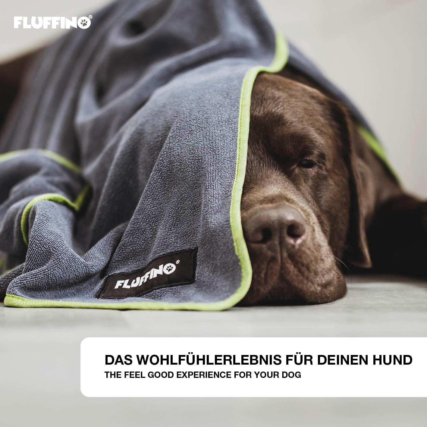 Saugfähige Mikrofaser-Hundehandtücher, Grau & Grün 90 x 50 cm & 120 x 70 cm