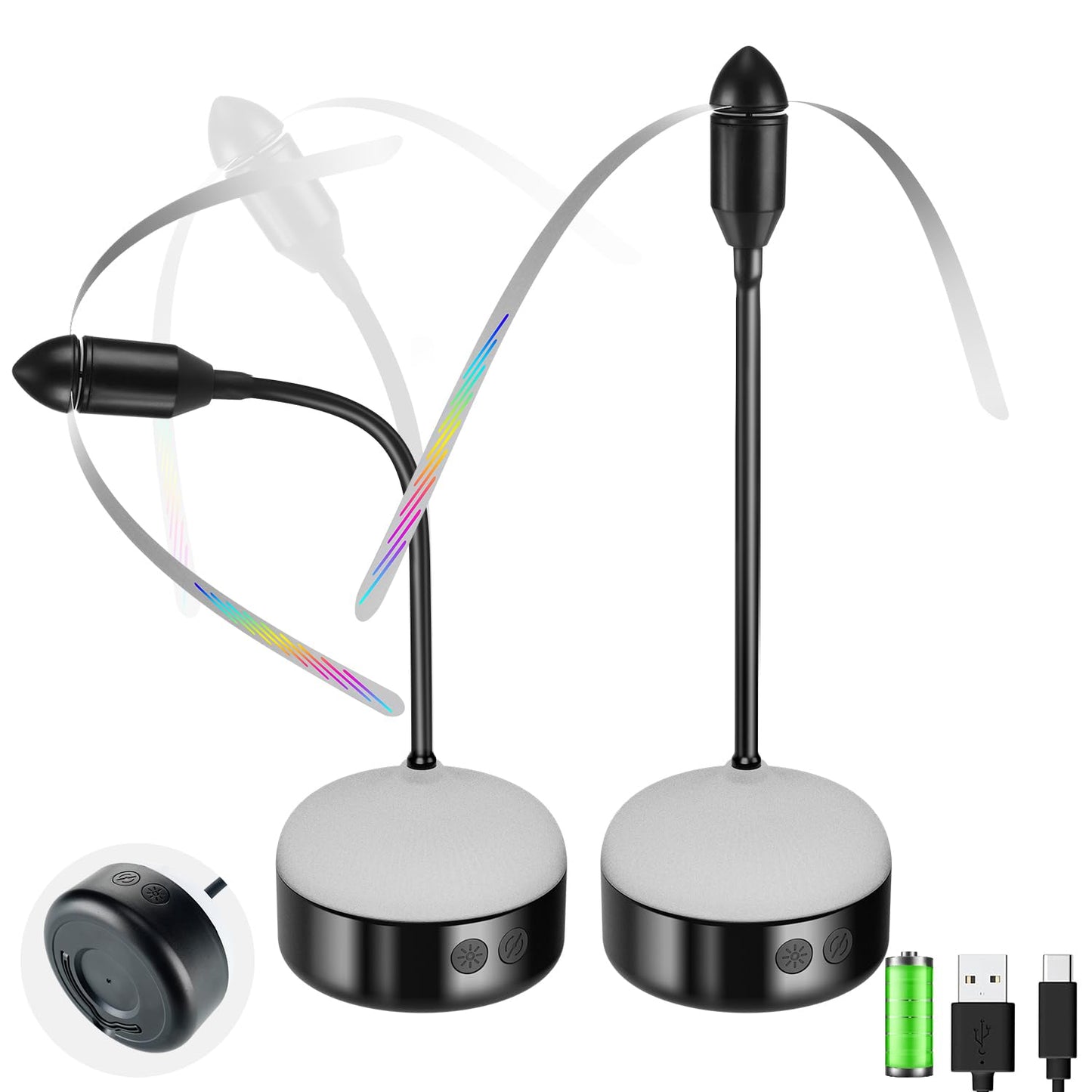 2er-Pack Fliegenwedler mit LED-Licht, wiederaufladbar