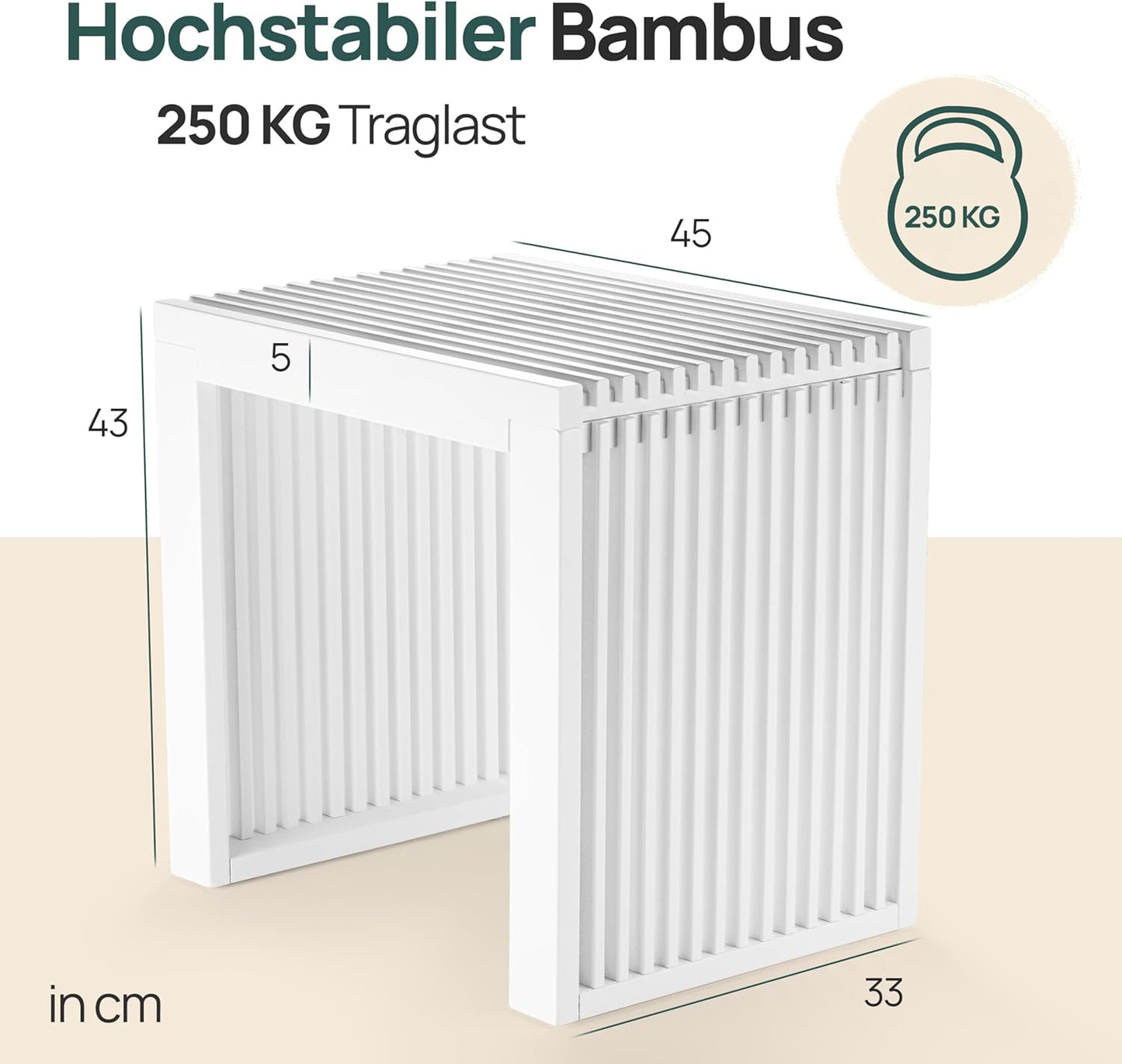 Hocker für Flur und Schlafzimmer, Weiss Kurz ohne Schuhablage