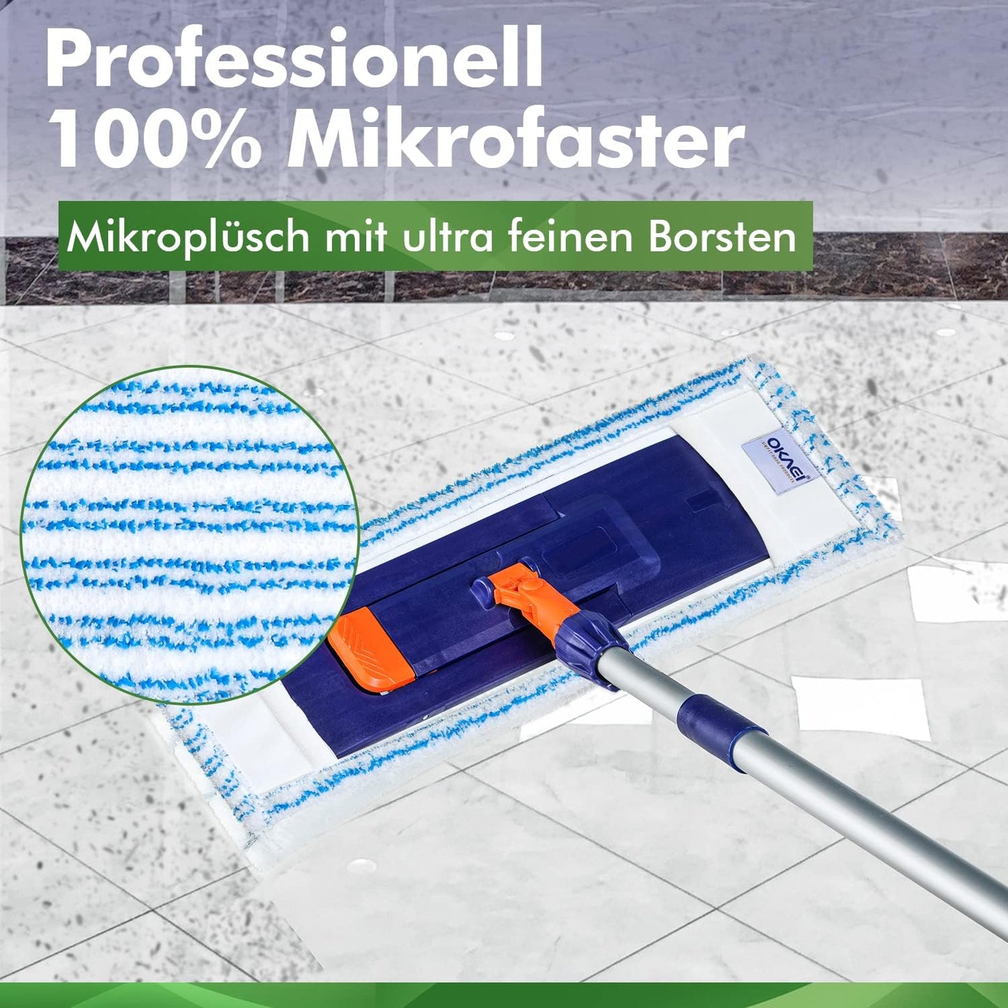 10er Wischmopp-Bezug Set, 40 cm, 40 cm Micro Blau
