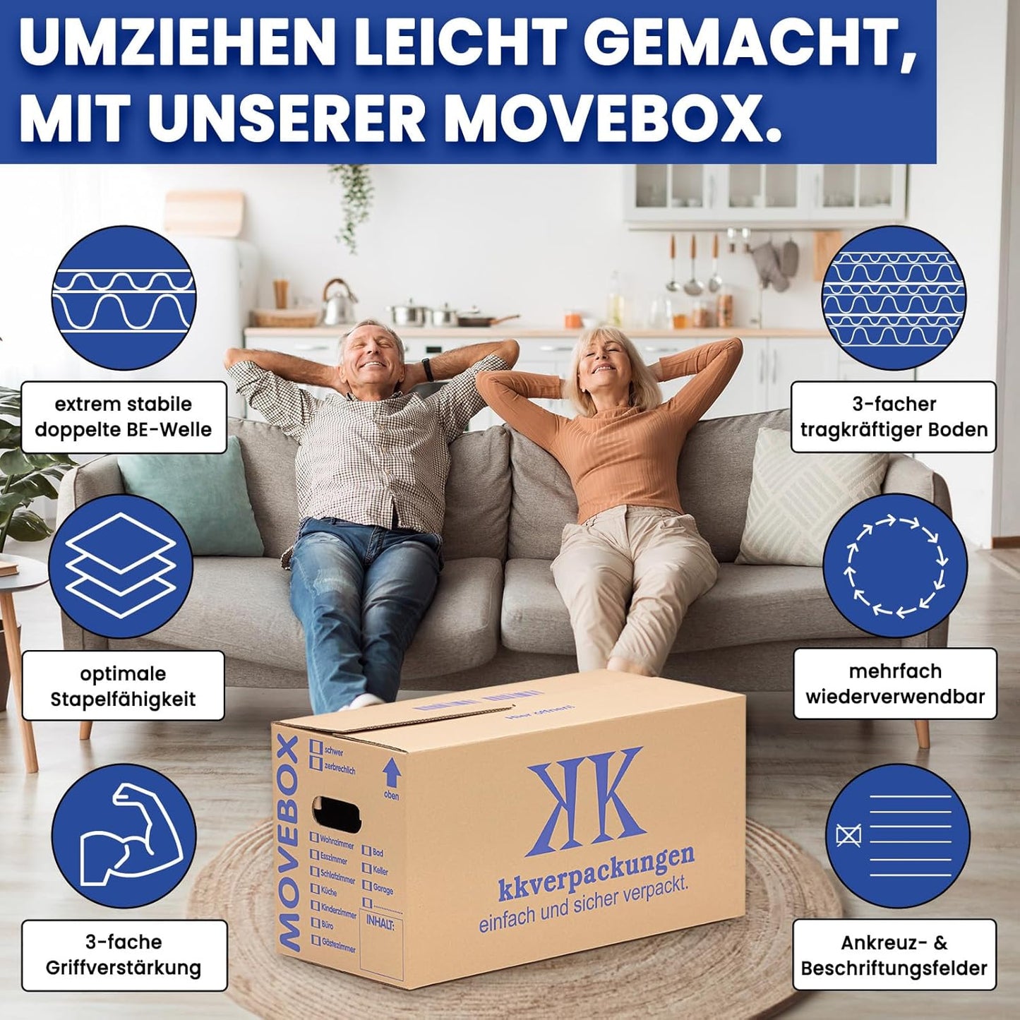 50-teiliges Umzugskartons Set Movebox, 50