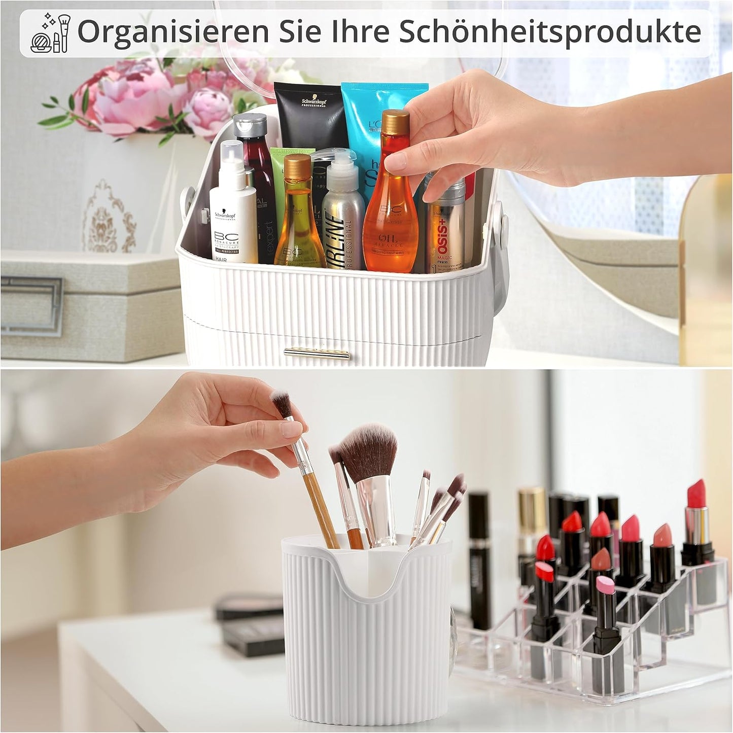 MakeUp-Organizer mit Pinsel-Aufbewahrung