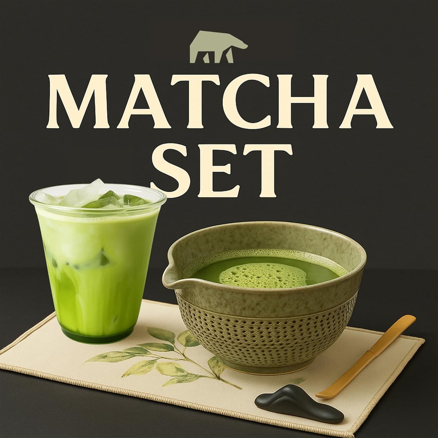 Premium Matcha Tee-Set (7-teilig) mit Zubehör, Grün