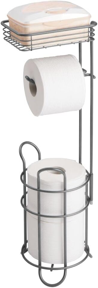 Freistehender Toilettenpapierhalter mit Ablage, Grau