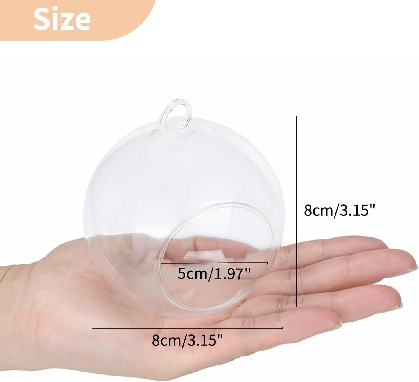 12 Stück Hängende Glaskugel-Teelichthalter, 10 Stücke + 2 Stücke Transparent