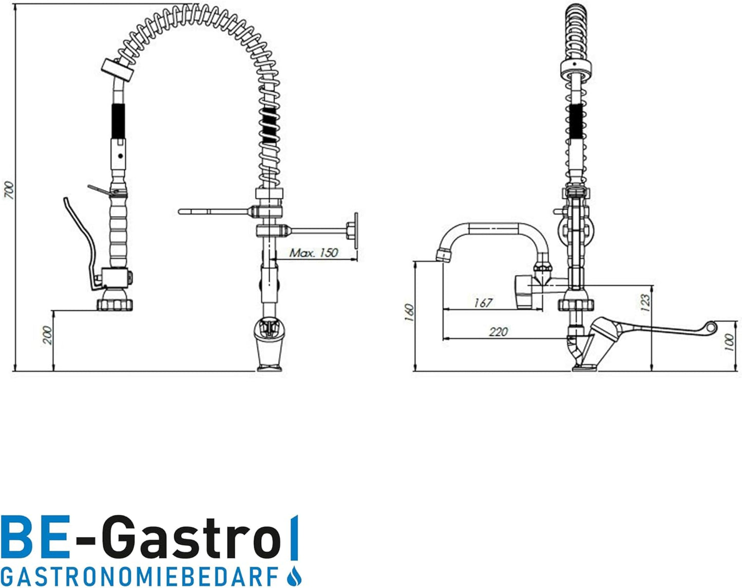 Gastro Geschirrbrause Premium mit Mischbatterie