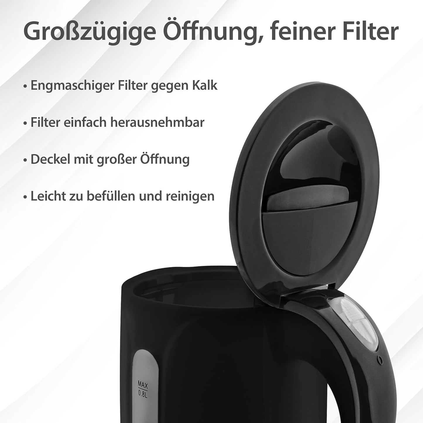 Wasserkocher 0,8 Liter, Schwarz