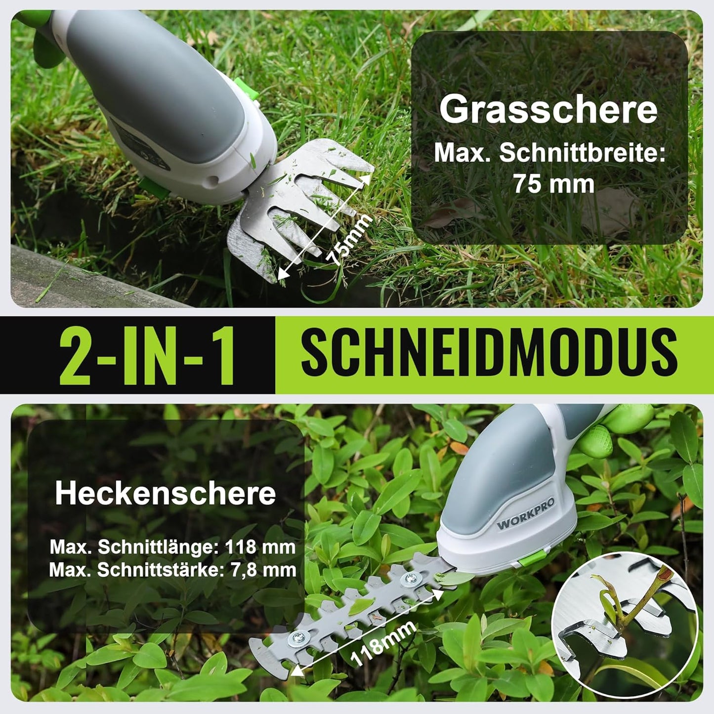 2in1 Akku-Gartenschere, Weiss