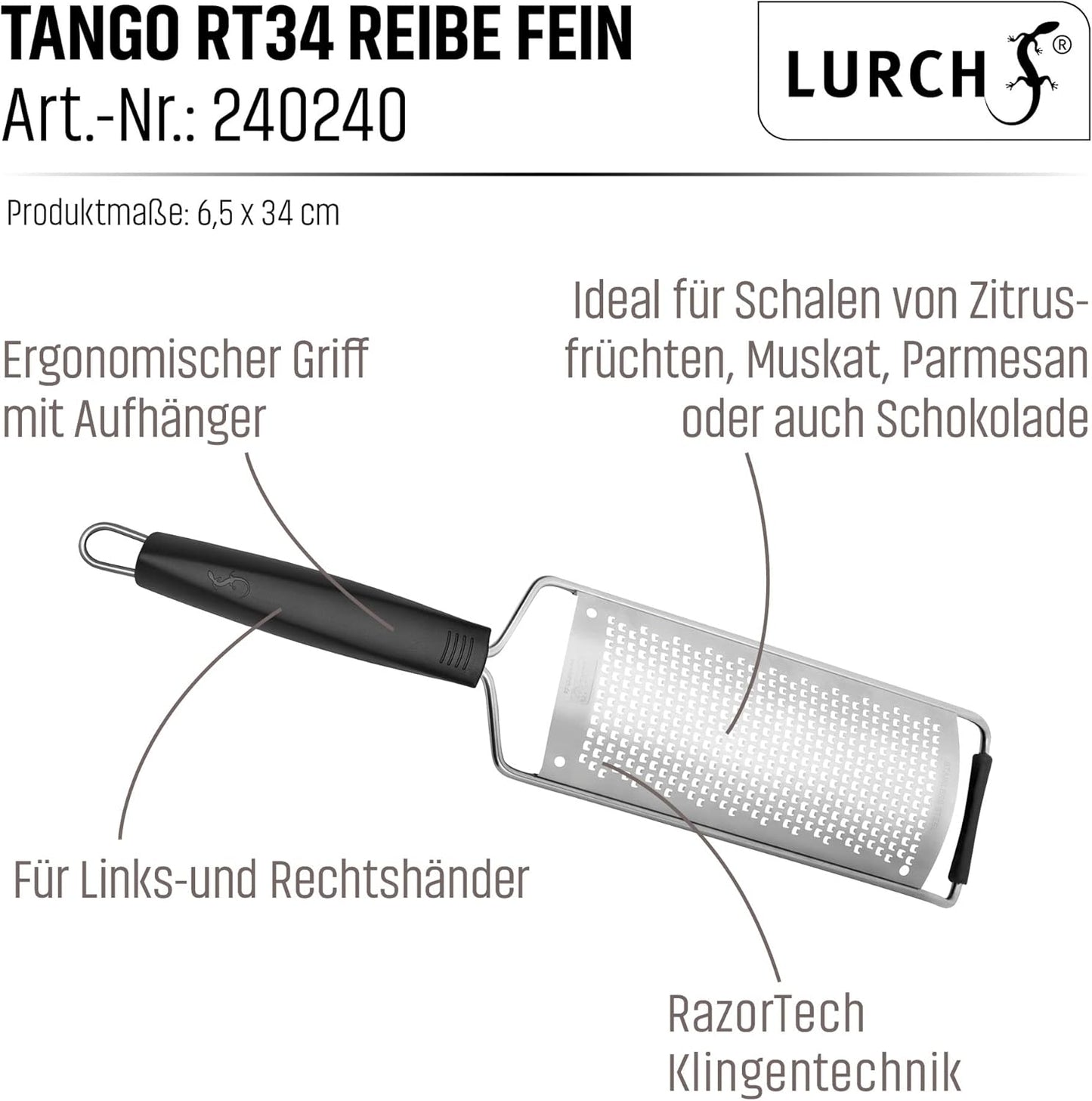 RazorTech RT34 Edelstahl-Feinreibe, Feine Reibe breit